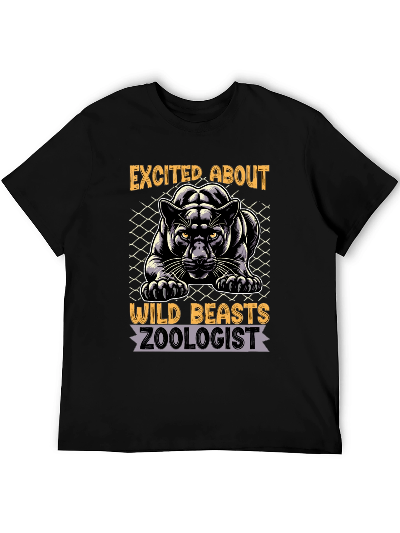 Black Excited About Wild Beasts Zoologist Graphic T-Shirt view 5