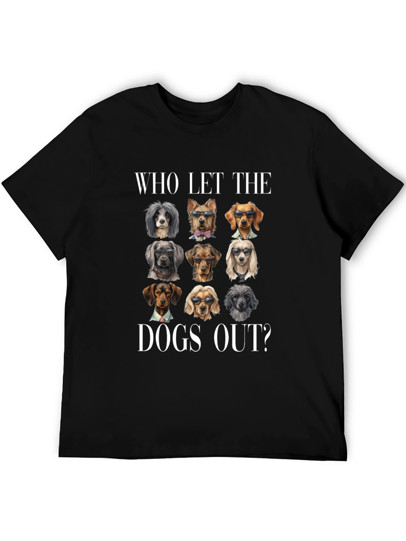 Black Who Let The Dogs Out? Graphic Tee view 5