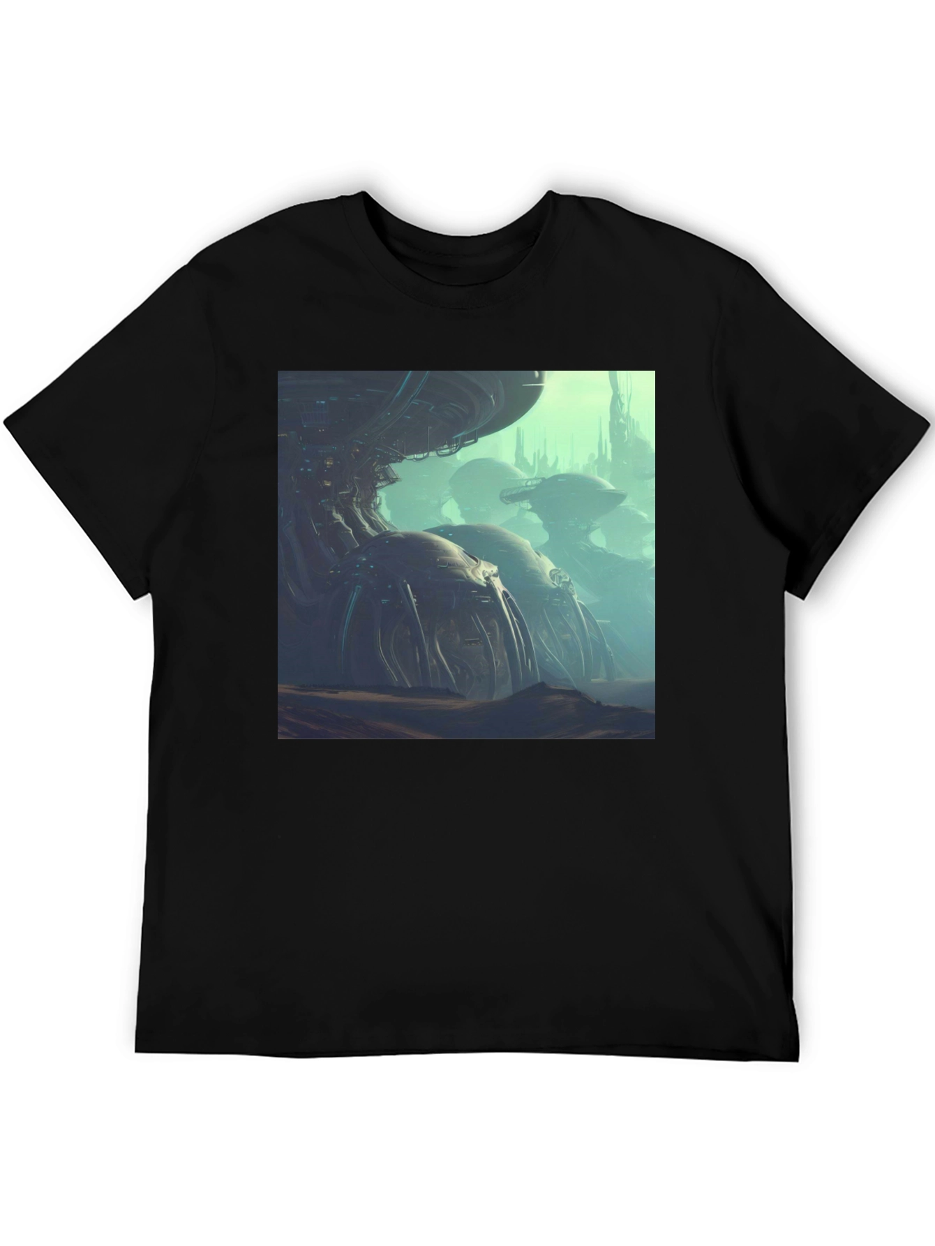 Black Sci-Fi City T-Shirt view 5