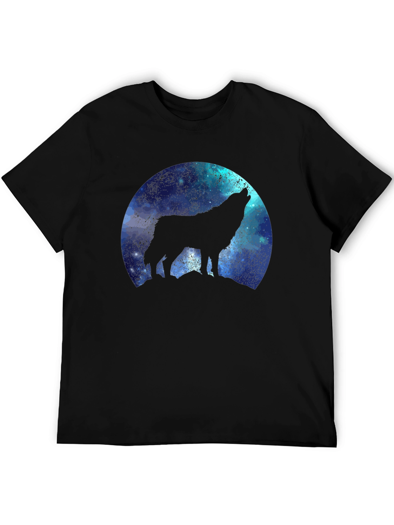 Black Wolf Howling at the Moon Graphic T-Shirt view 5