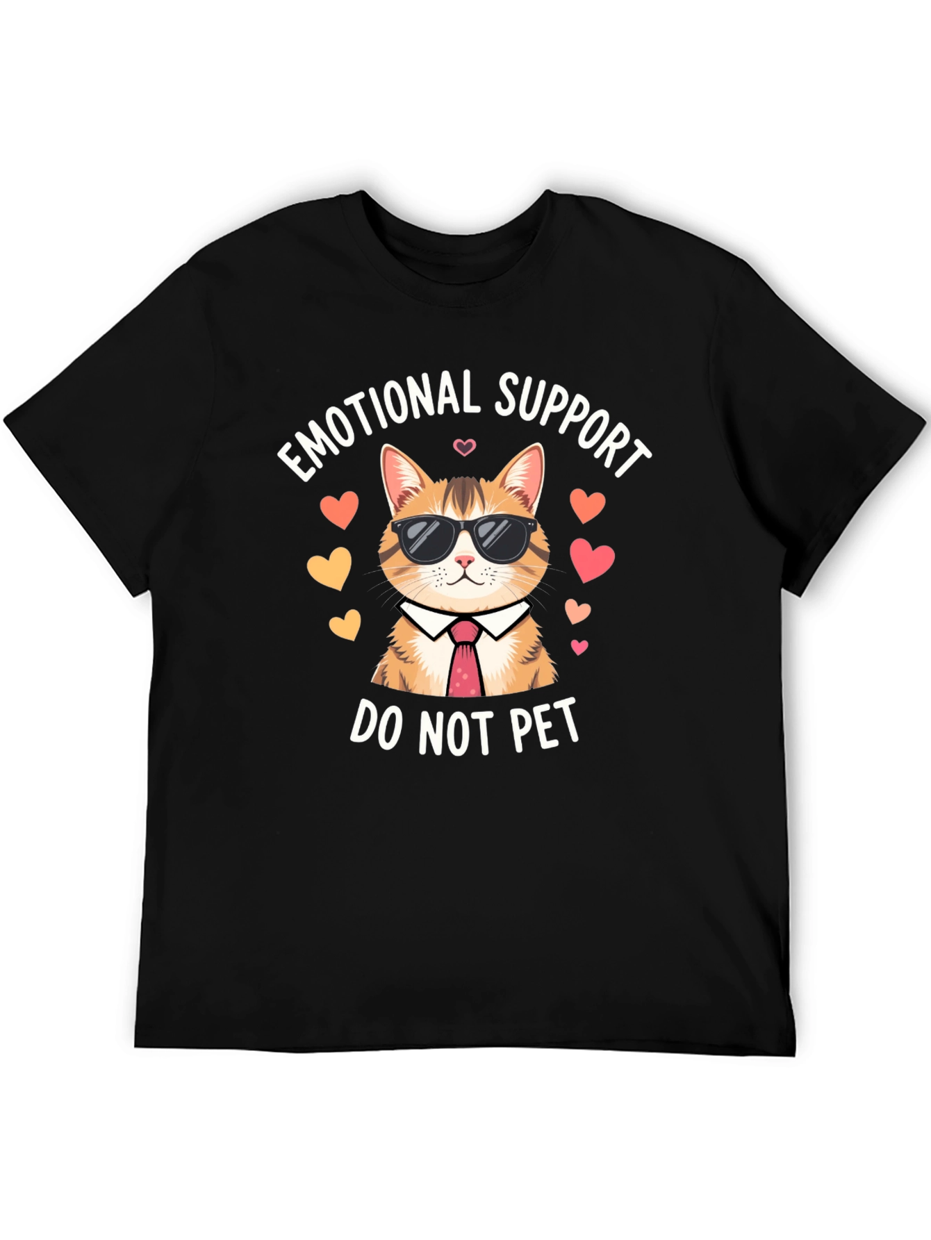 Black Emotional Support Cat T-Shirt - Do Not Pet view 5