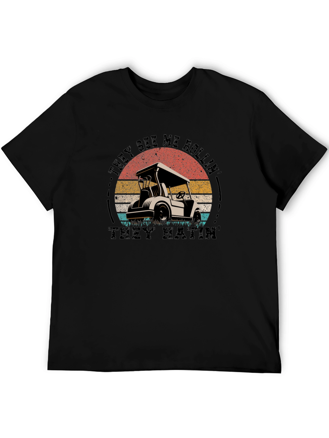 Black They See Me Rollin' Men's Black T-Shirt view 5