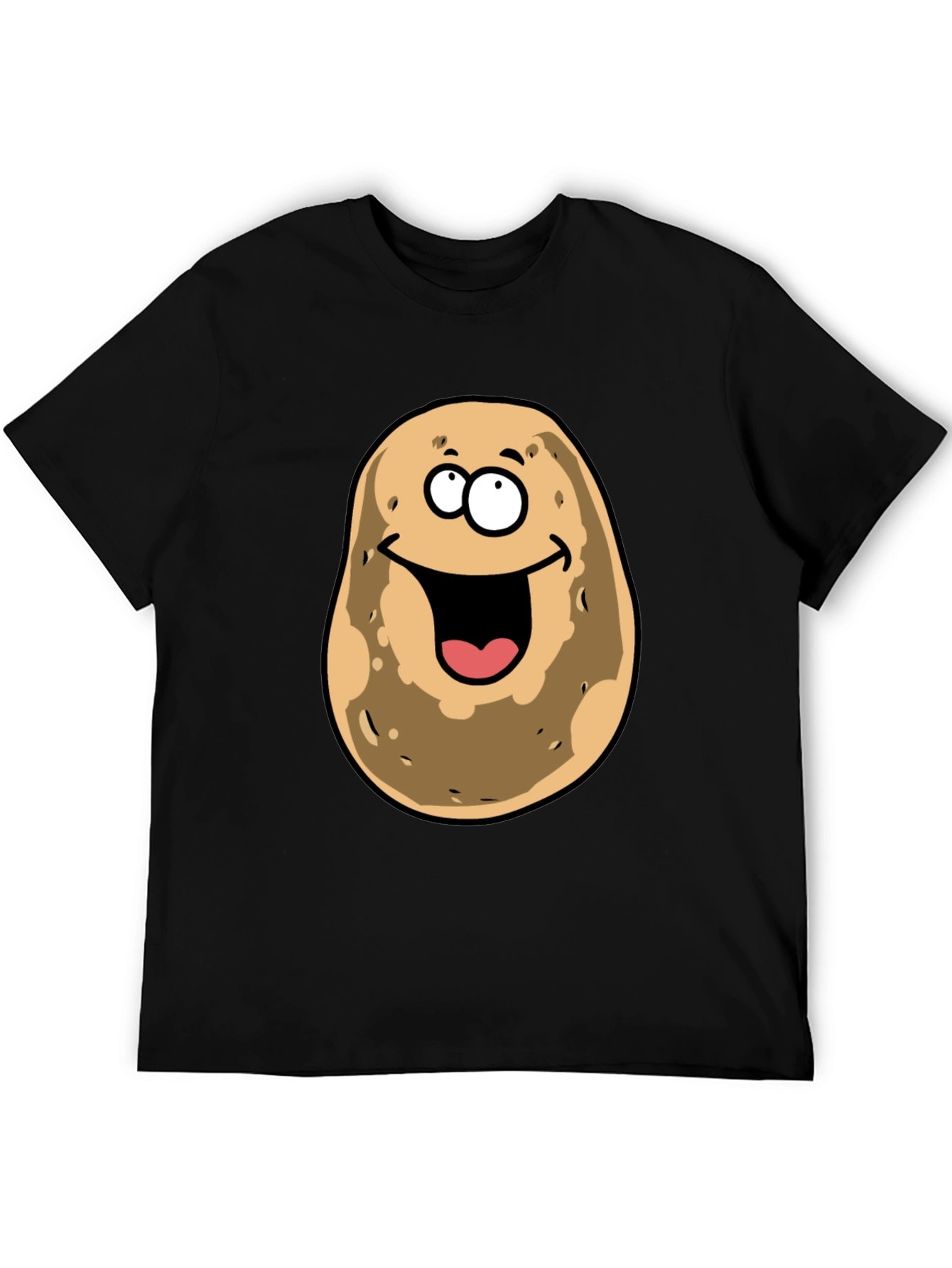 Black Funny Potato Face Black Graphic Tee view 5