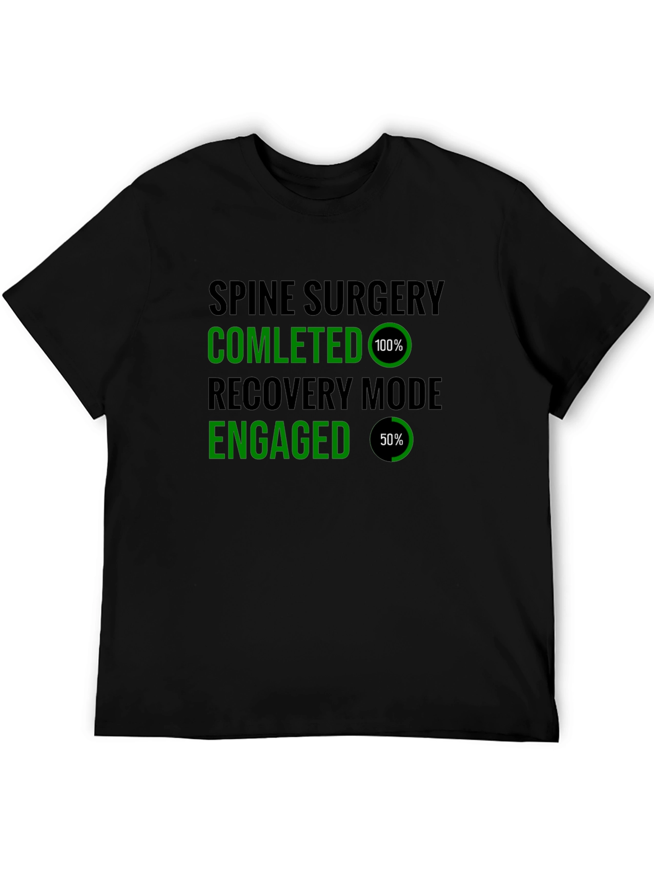 Black Spine Surgery Recovery Mode T-Shirt view 5