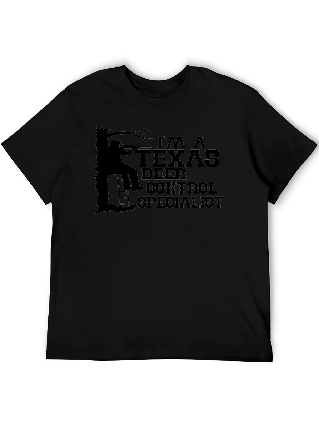 Black I'm A Texas Deer Control Specialist T-Shirt view 5