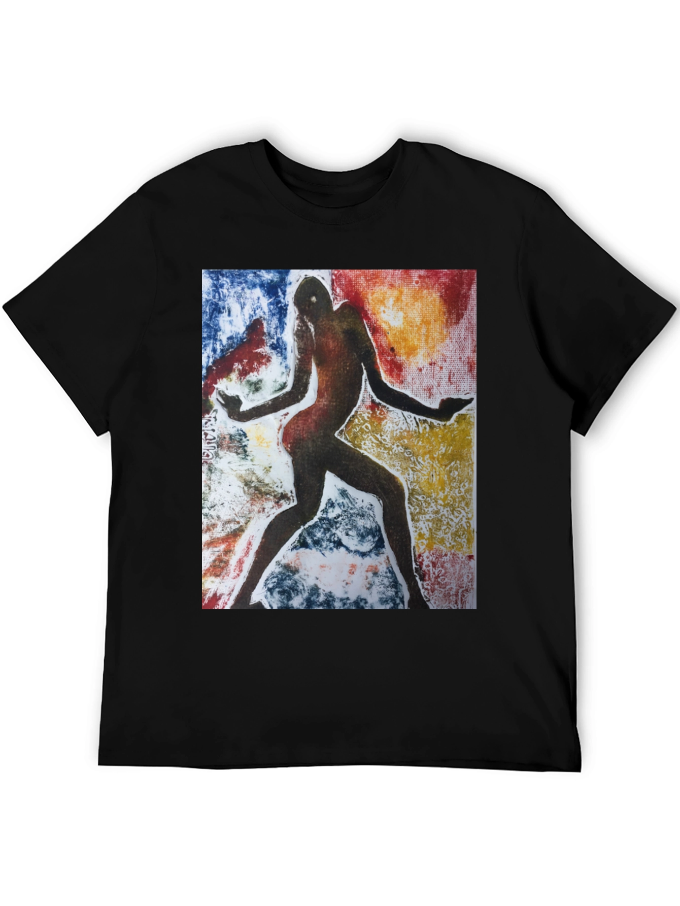 Black Abstract Figure Graphic Black Tee view 5