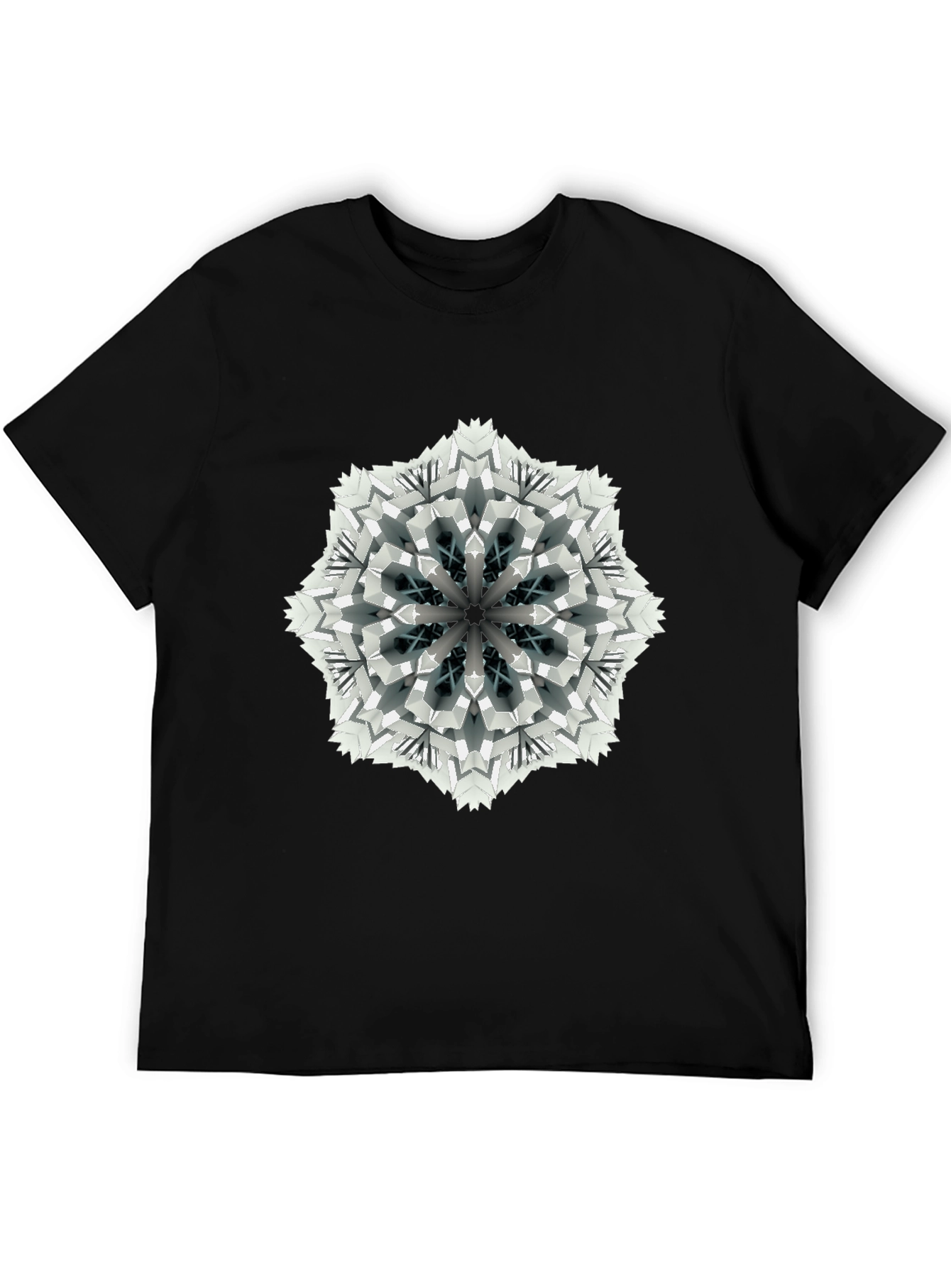 Black Geometric Mandala Print Black T-Shirt view 5