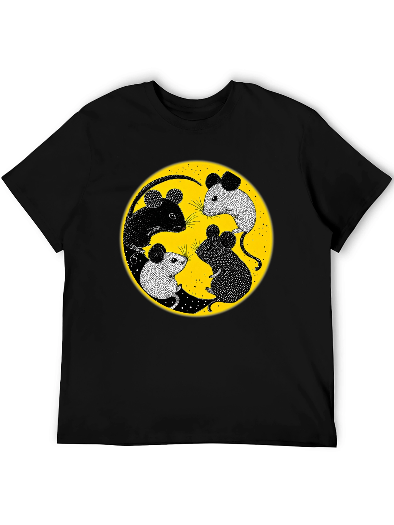 Black Yin Yang Mice Graphic Tee - Black view 5