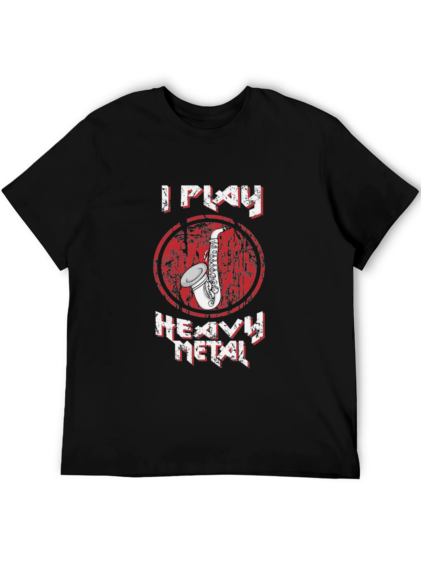 Black I Play Heavy Metal Saxophone Graphic T-Shirt view 5