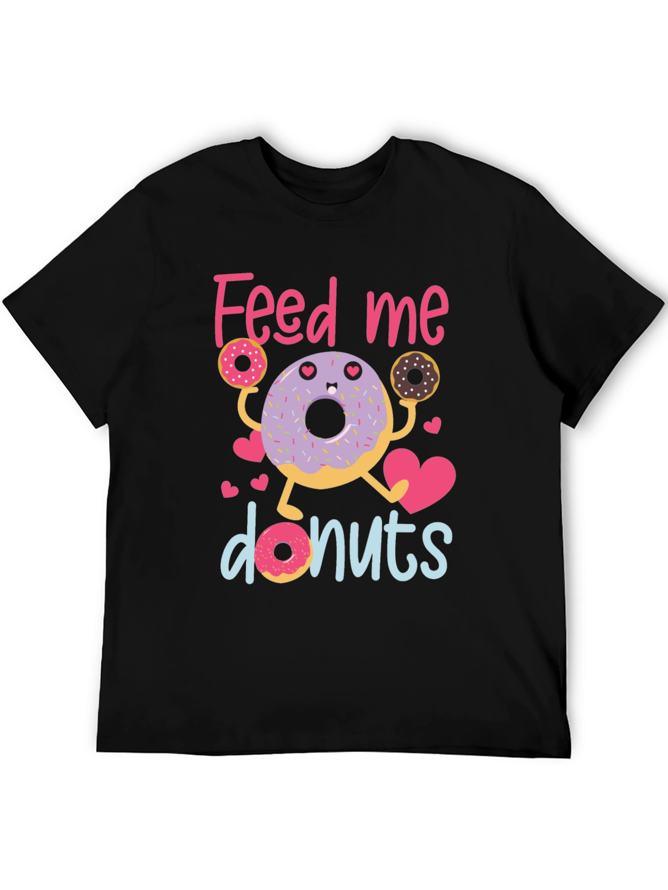 Black Feed Me Donuts T-Shirt - Cute Donut Lover Tee view 5
