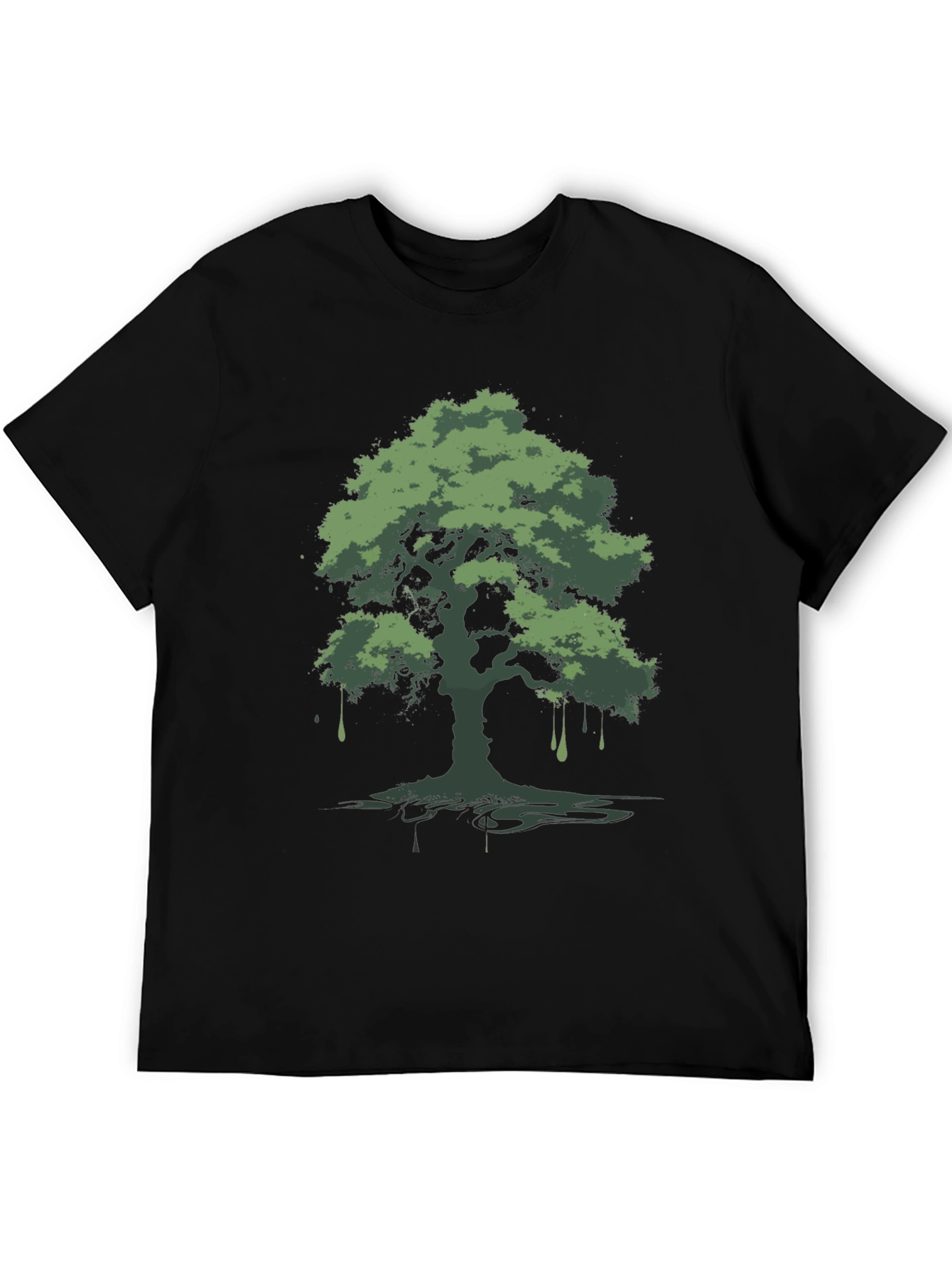 Black Green Tree Graphic Black T-Shirt view 5