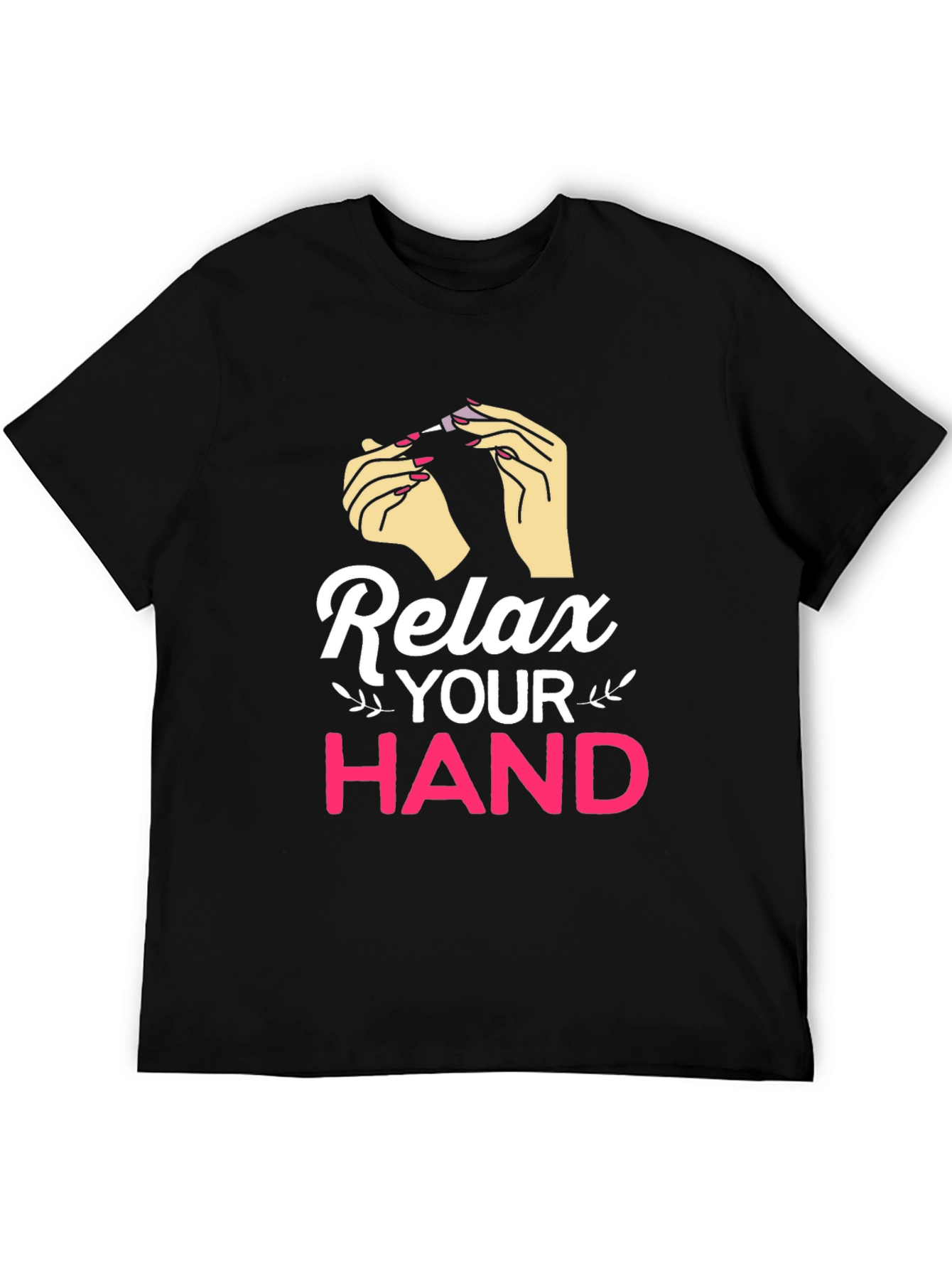 Black Relax Your Hand Graphic T-Shirt view 5