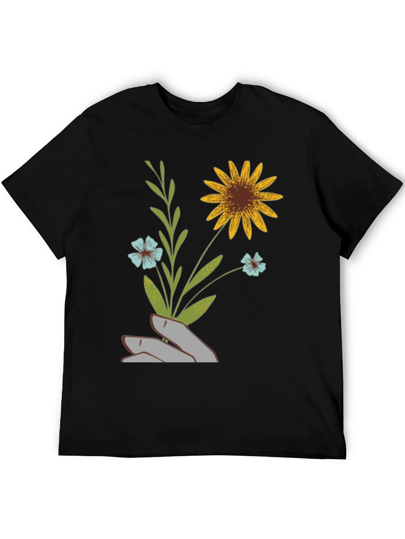 Black Floral Hand Graphic Tee - Black view 5
