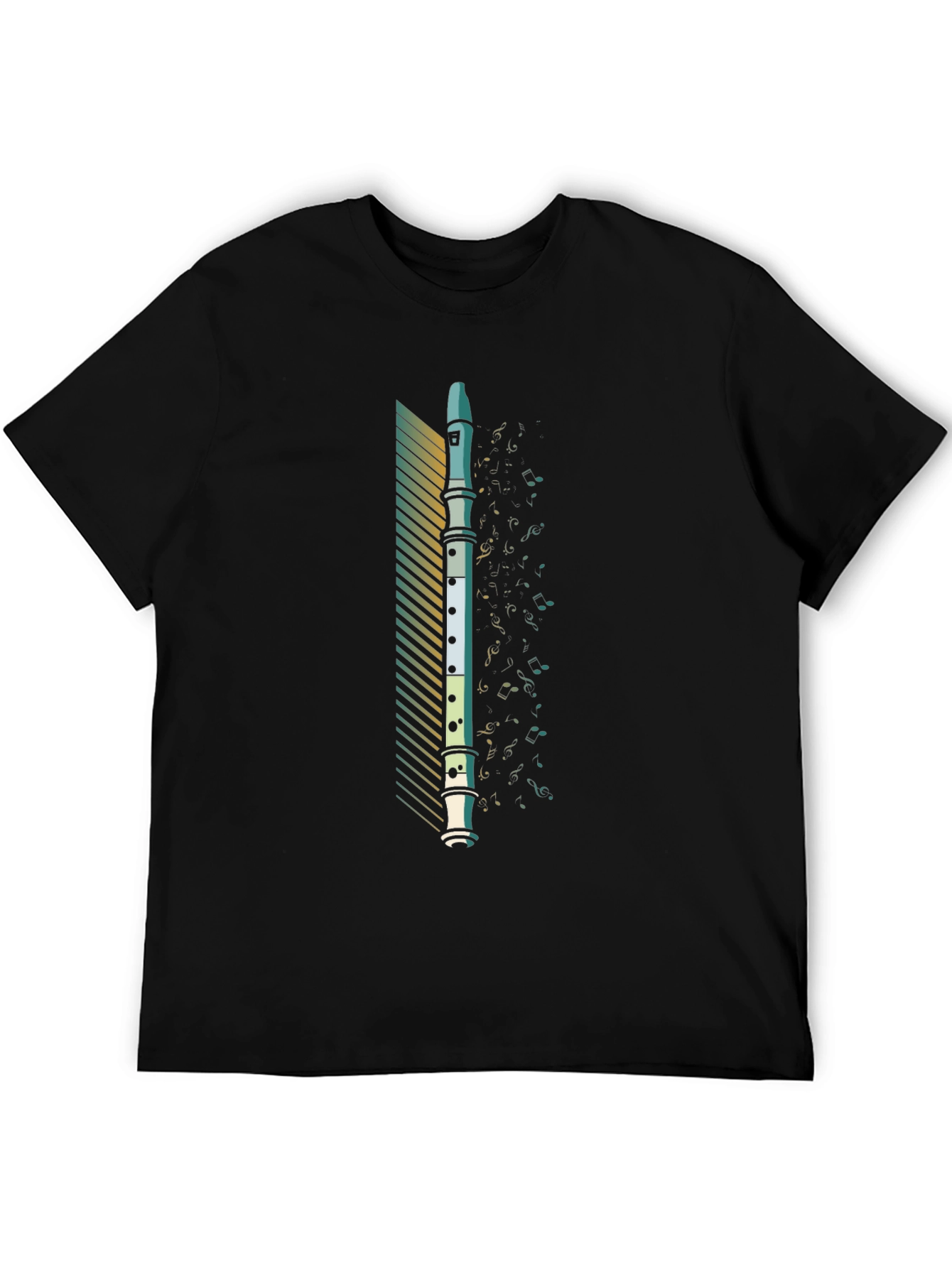 Black Musical Recorder T-Shirt - Unique Instrument Graphic Tee view 5