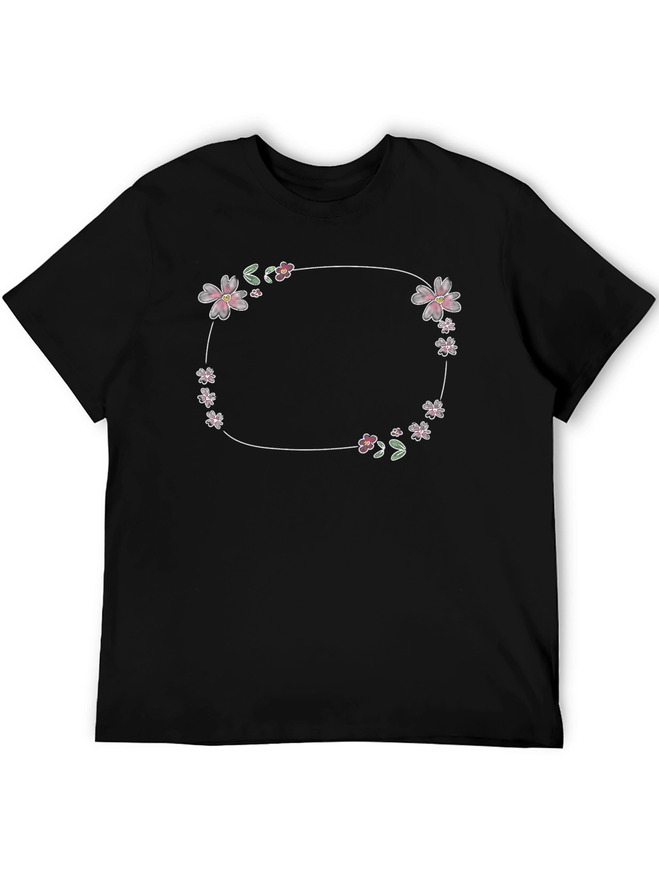 Black Floral Circle Graphic Tee - Stylish Casual Wear view 5