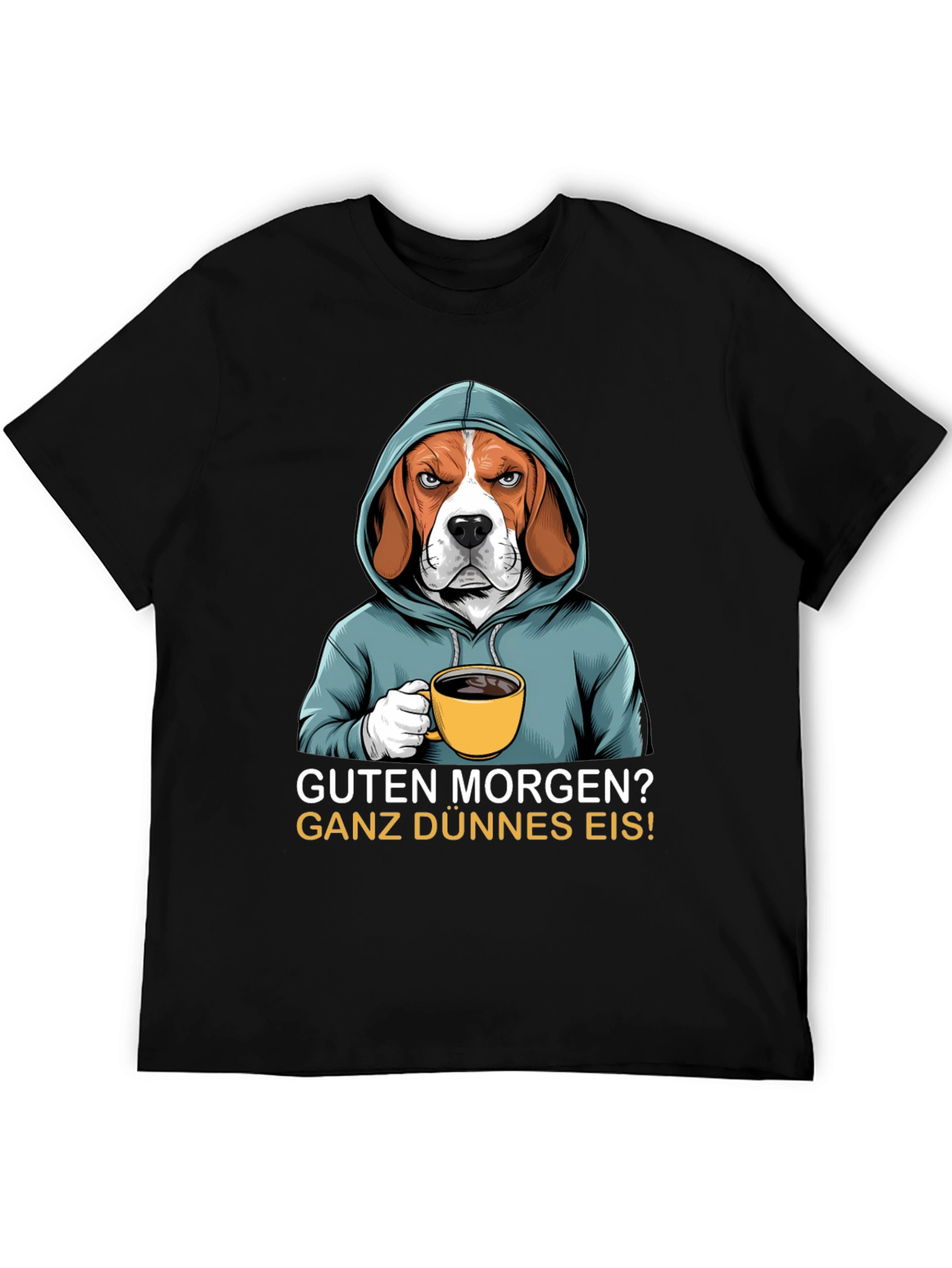 Black Grumpy Beagle T-Shirt - Guten Morgen view 5