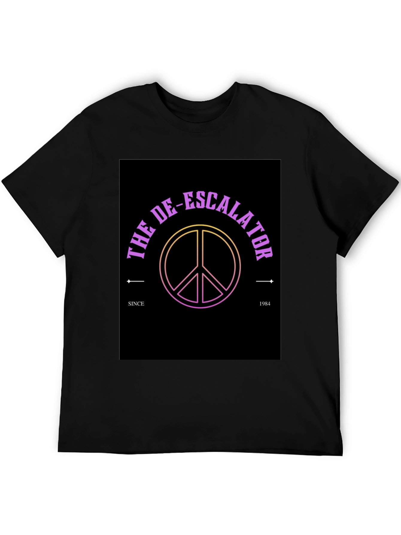 Black The De-Escalator Peace Sign Black T-Shirt view 5