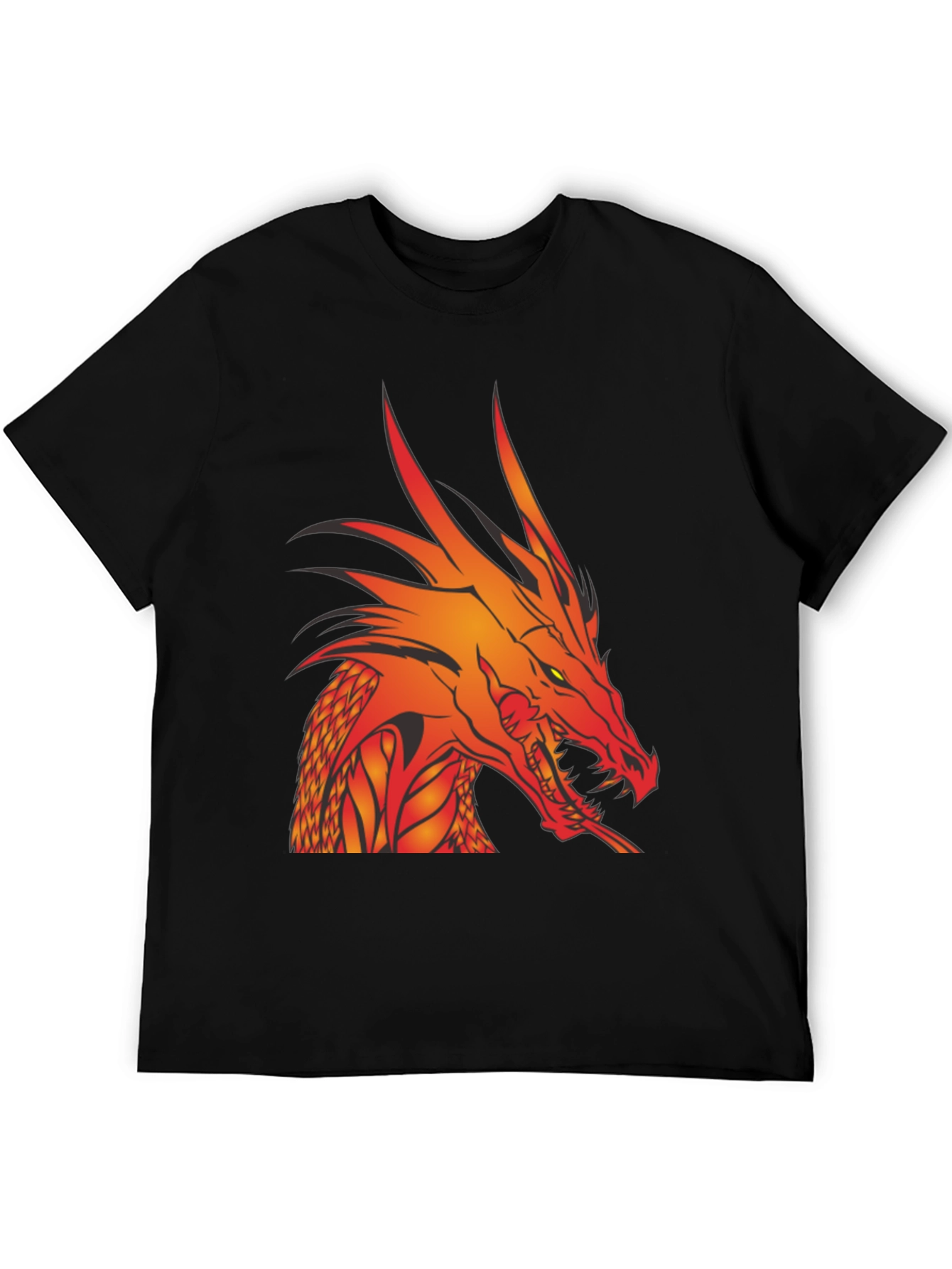 Black Dragon Head Graphic Tee - Black Cotton T-Shirt view 5