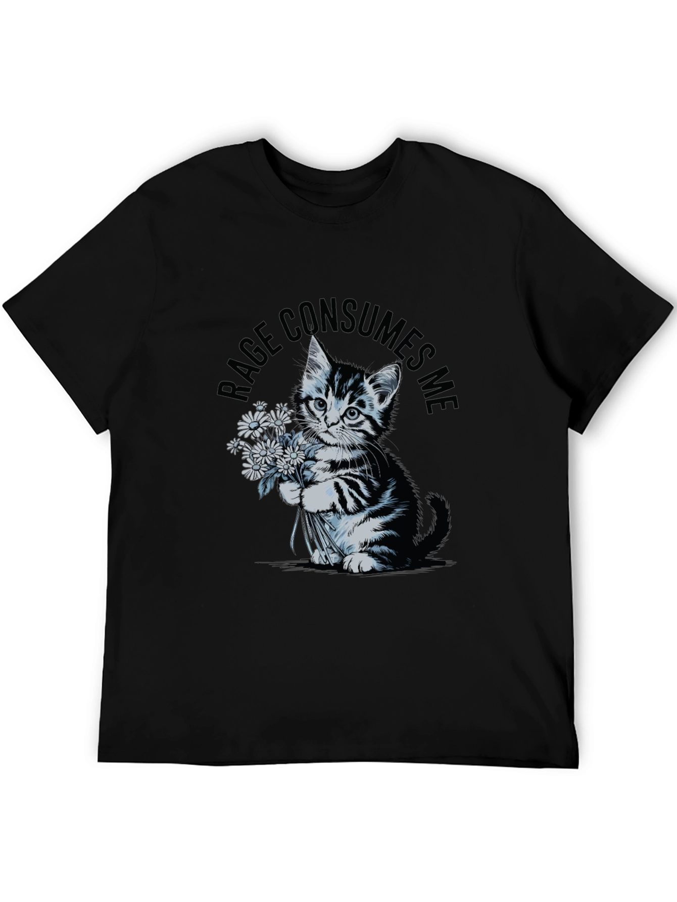 Black Rage Consumes Me Kitten T-Shirt - Black view 5