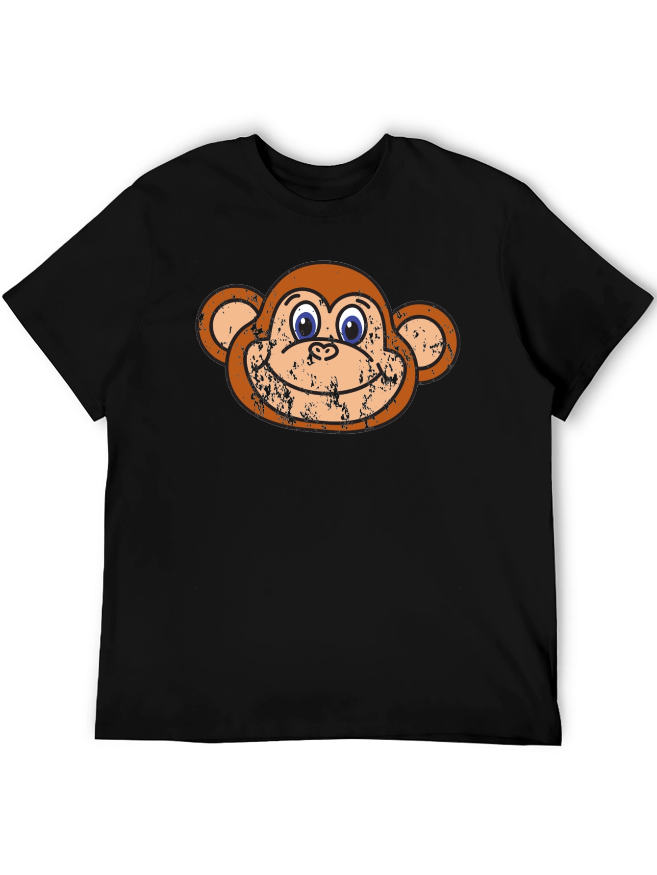 Black Funny Monkey Face Graphic Tee - Black Cotton T-Shirt view 5