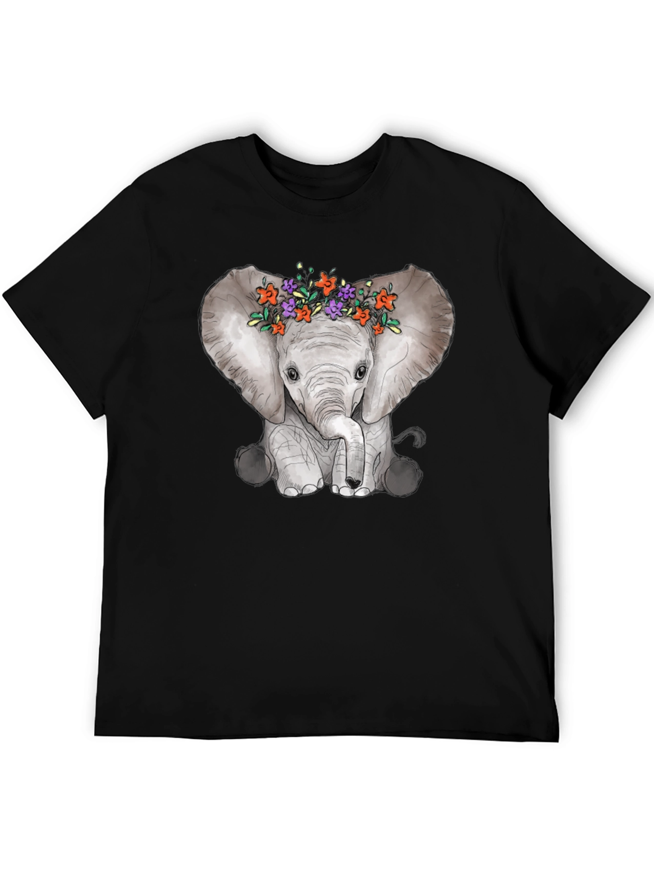 Black Elephant Floral Crown Graphic Tee view 5