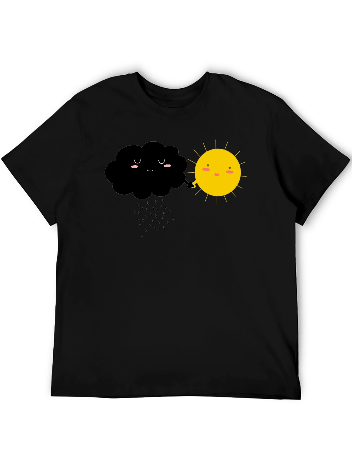 Black Cute Weather Cloud and Sun Graphic Tee view 5