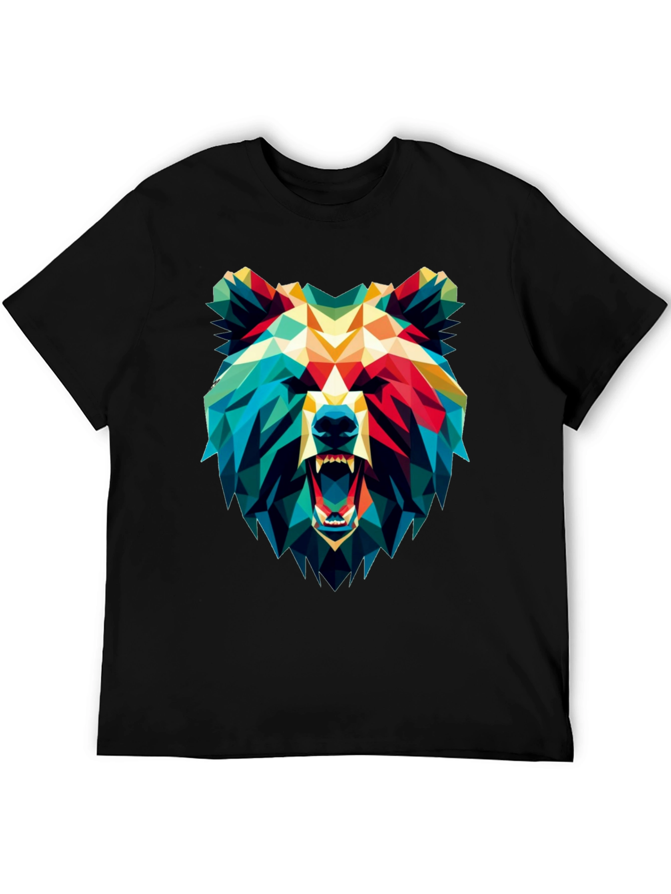 Black Geometric Bear Graphic Black T-Shirt view 5