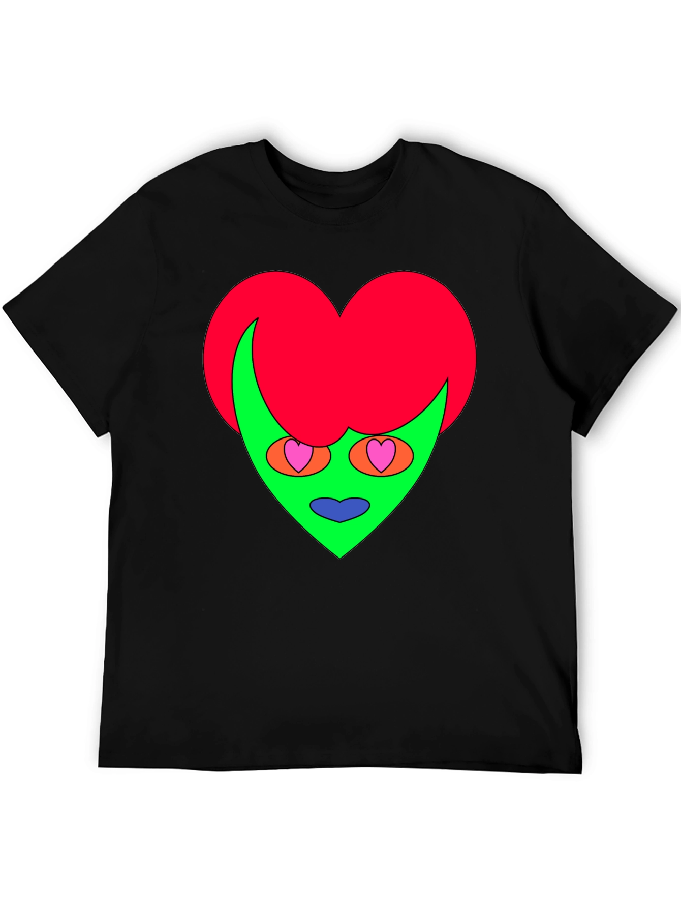 Black Funky Heart Alien Graphic Tee - Black view 5