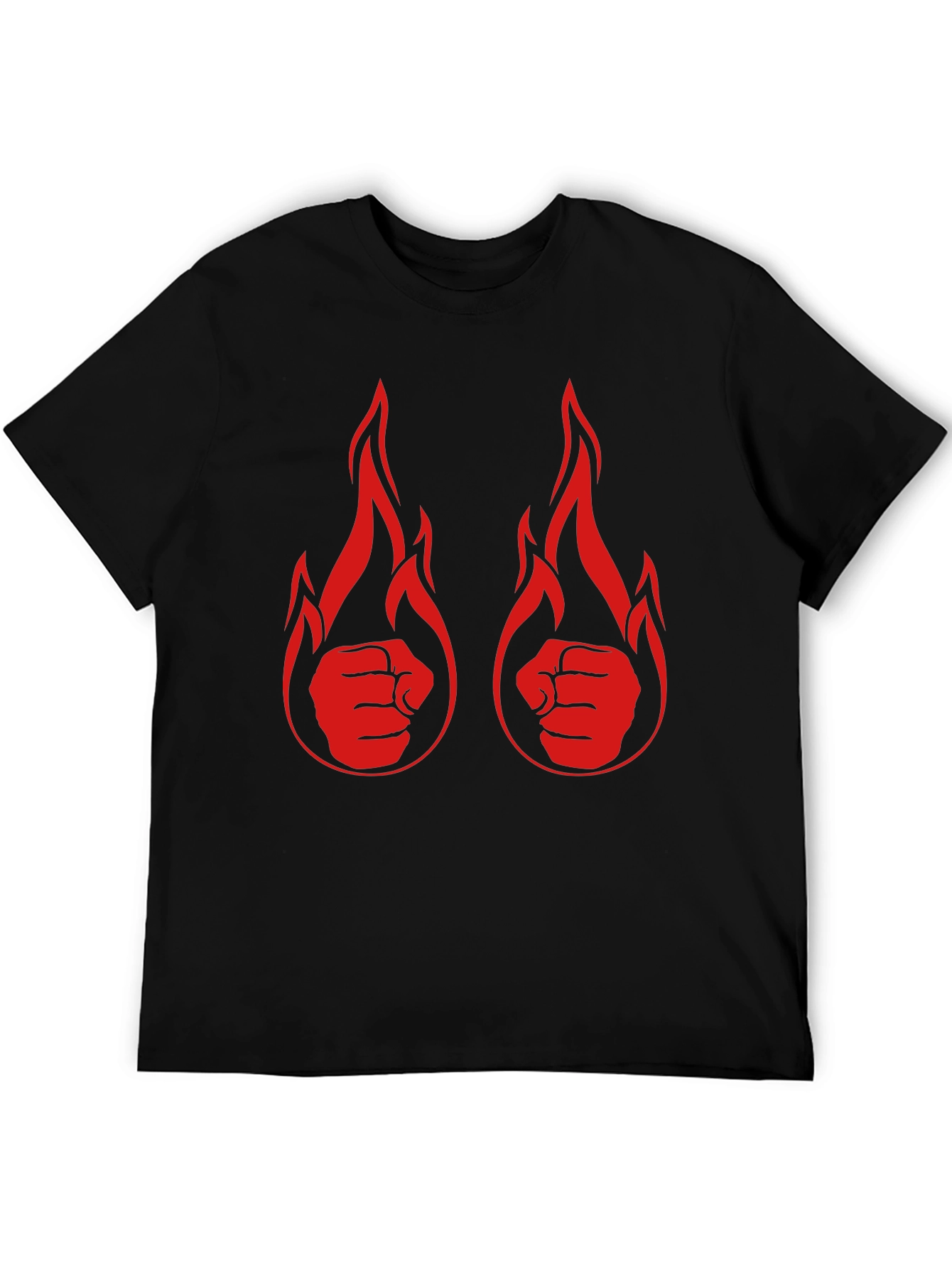 Black Fiery Fist Graphic Tee - Black Cotton T-Shirt view 5