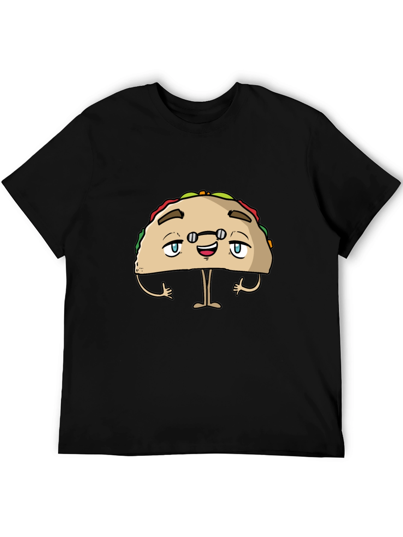 Black Funny Taco Character Black Graphic Tee view 5