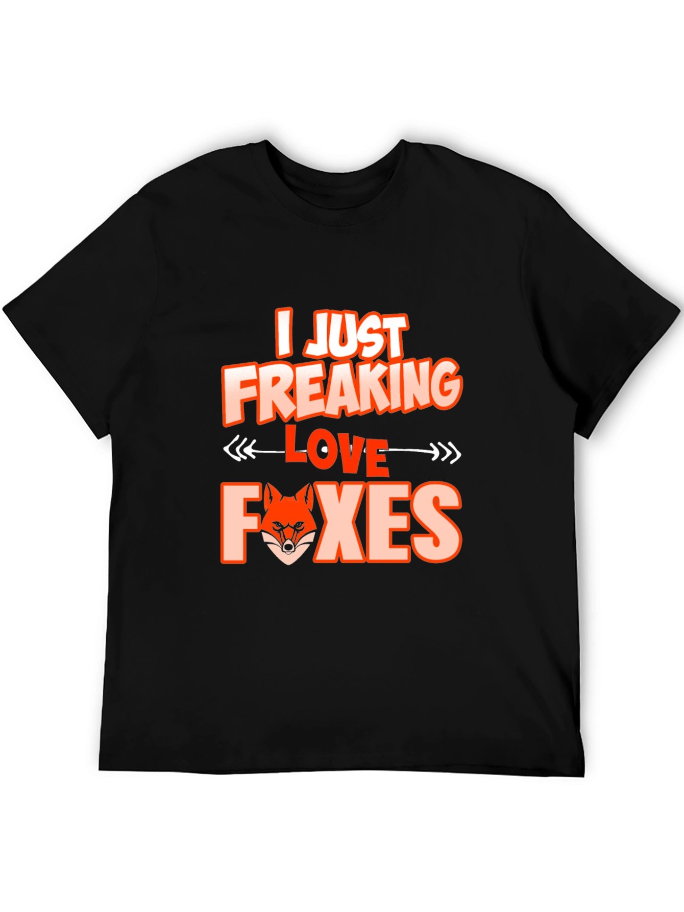 Black I Love Foxes Graphic Tee - Unique Fox Lover T-Shirt view 5