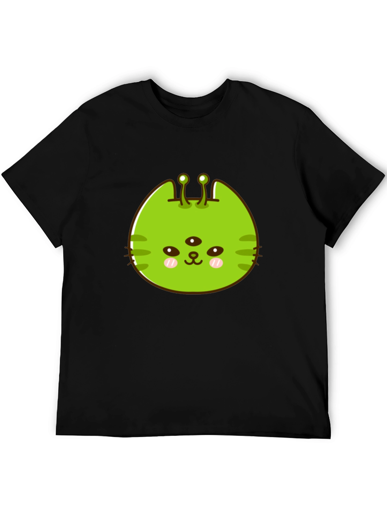 Black Alien Cat Graphic Tee - Black Unisex T-Shirt view 5