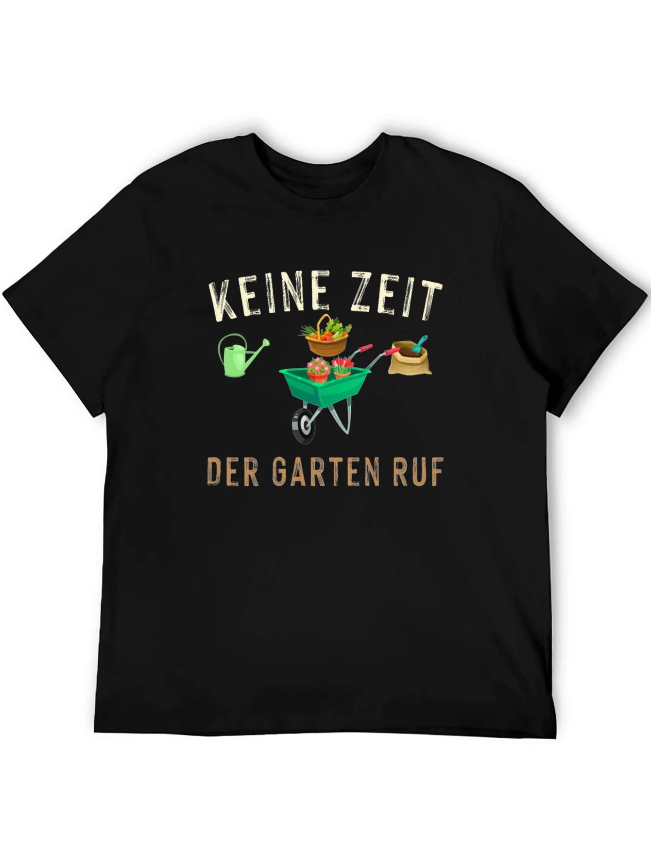 Black Gardening T-Shirt - KEINE ZEIT DER GARTEN RUF view 5