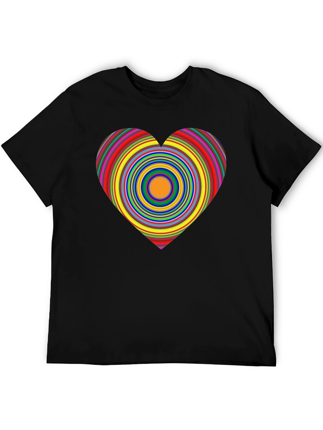 Black Rainbow Heart Graphic Black Tee view 5