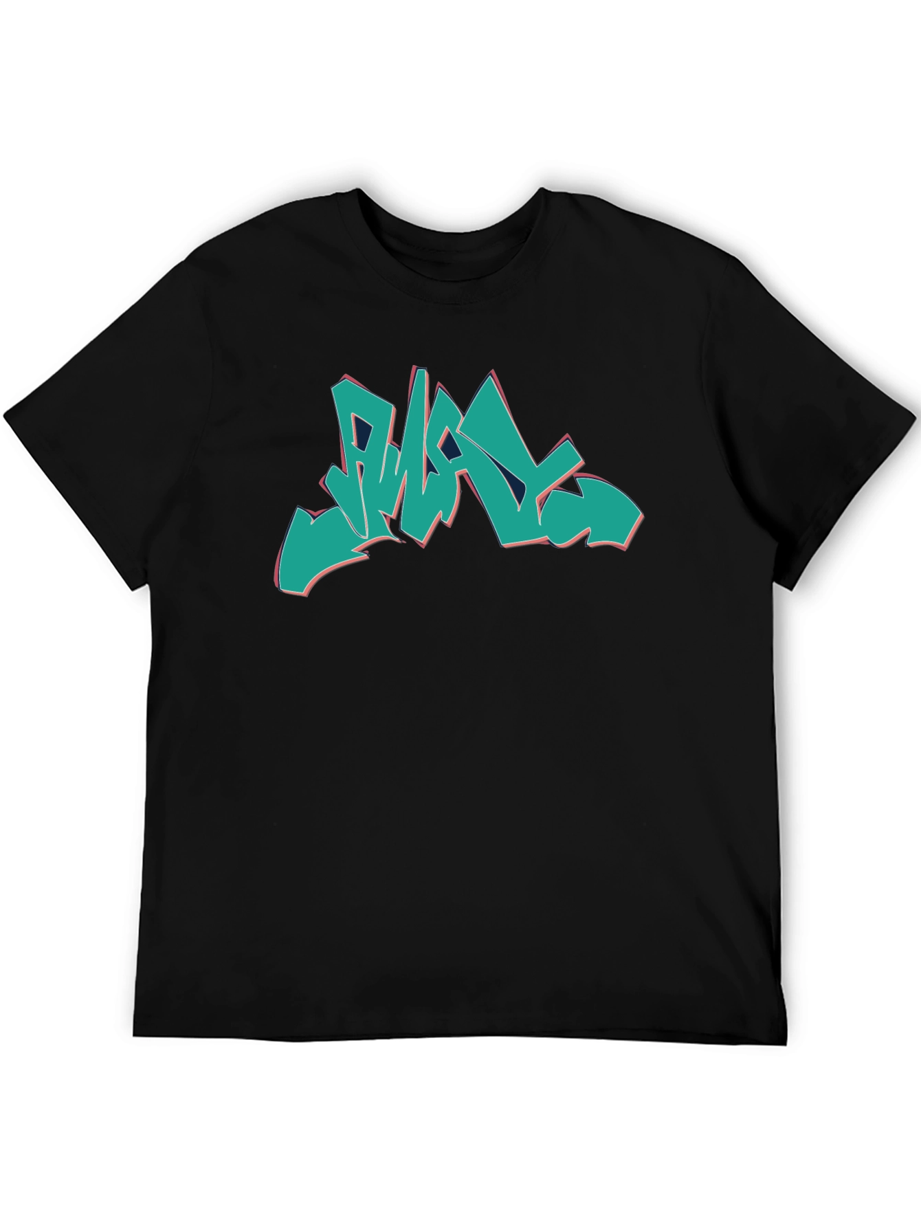 Black Graffiti Style Graphic Print Black T-Shirt view 5