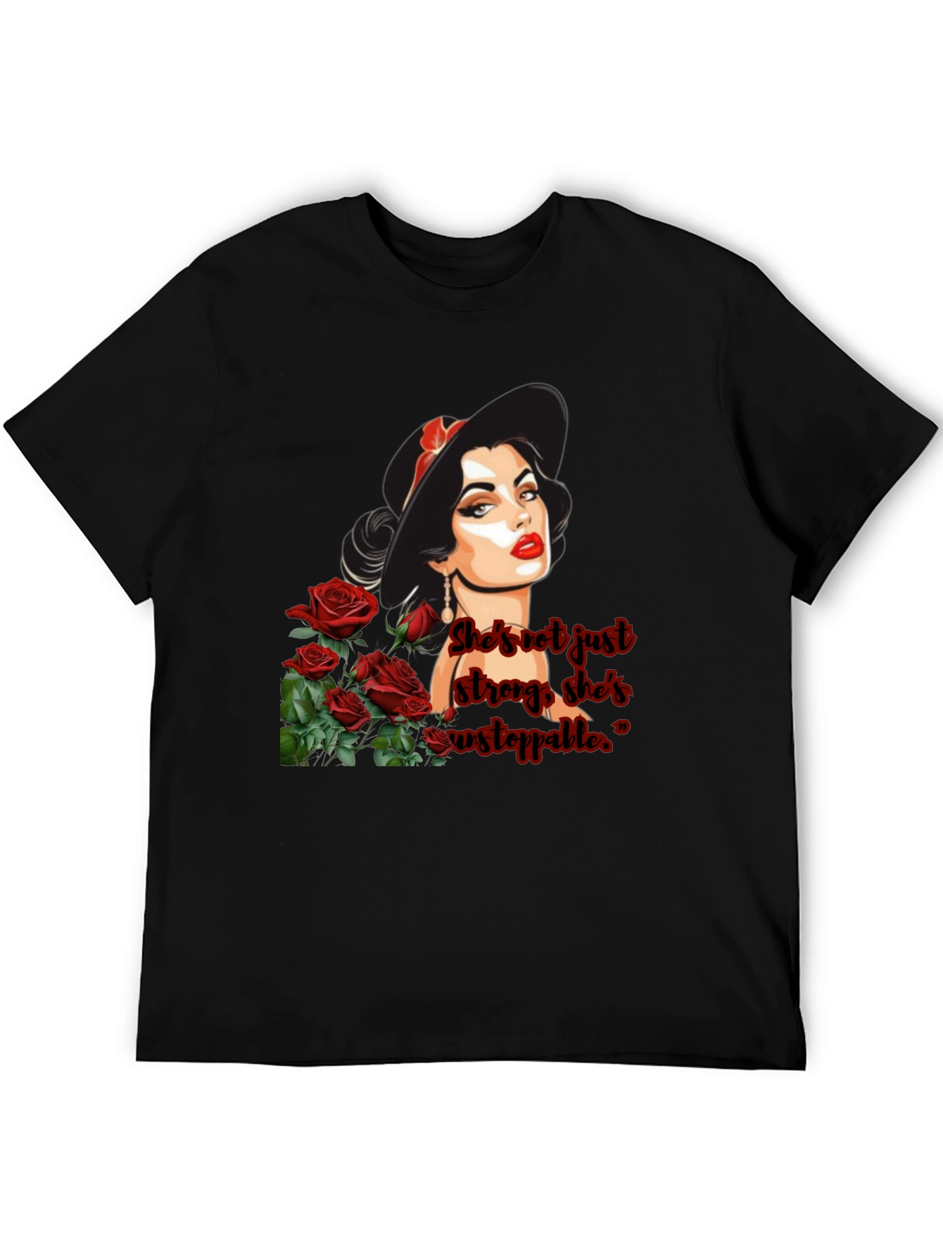 Black Woman & Roses Graphic Tee view 5