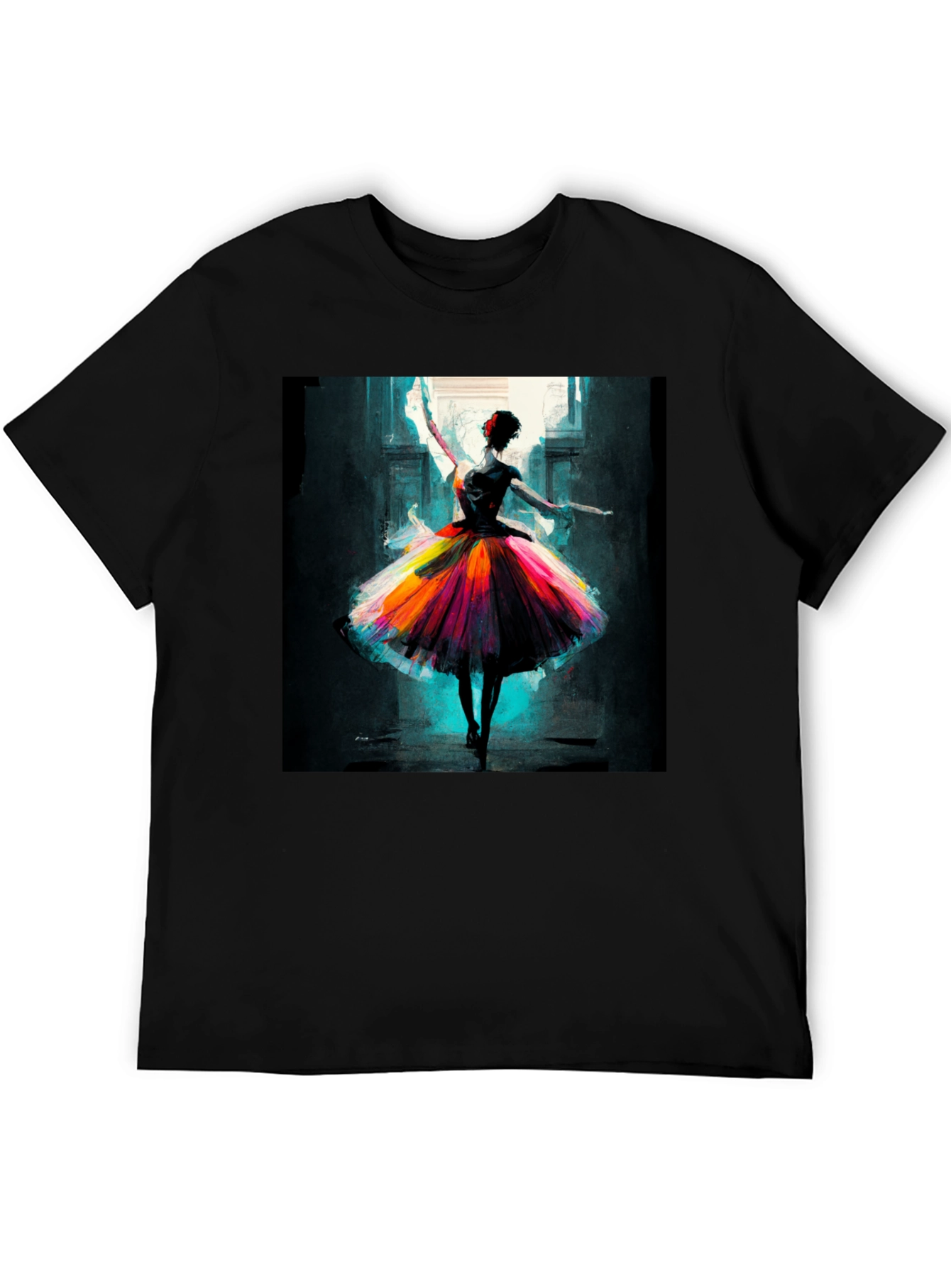 Black Ballerina Art Black T-Shirt view 5