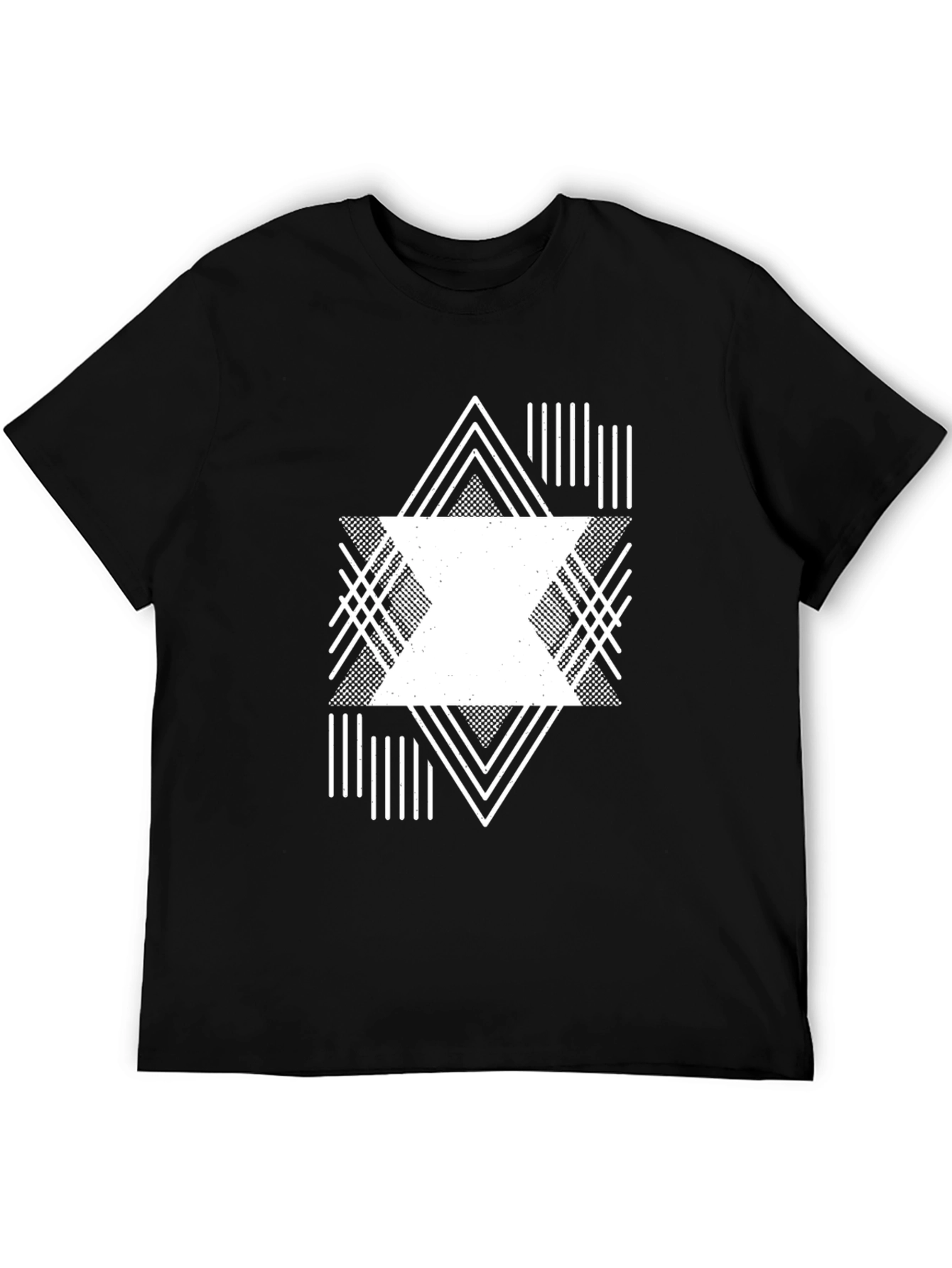 Black Geometric Graphic Print Black Tee view 5