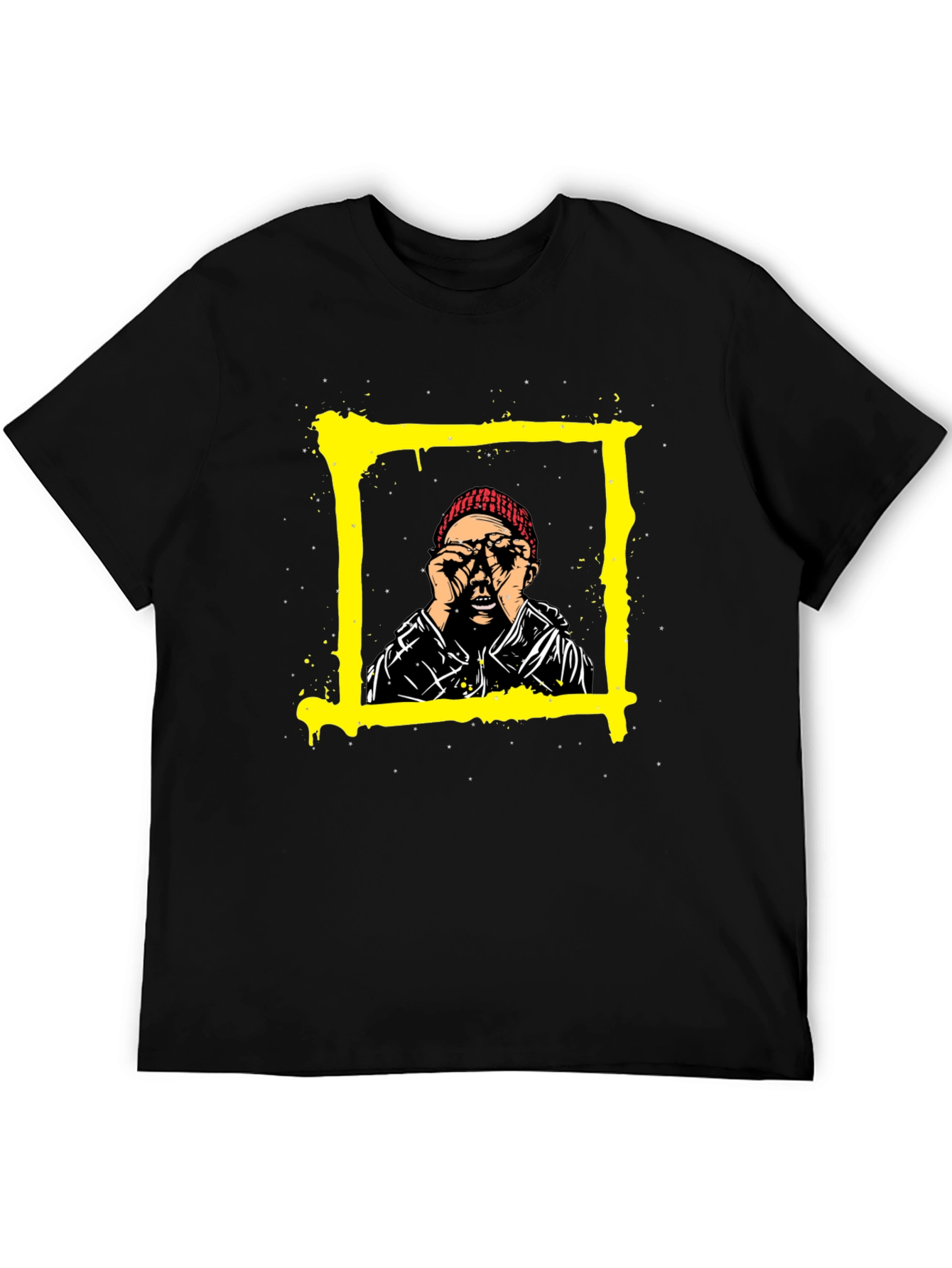 Black Edgy Graphic Tee: Man in Frame Design view 5