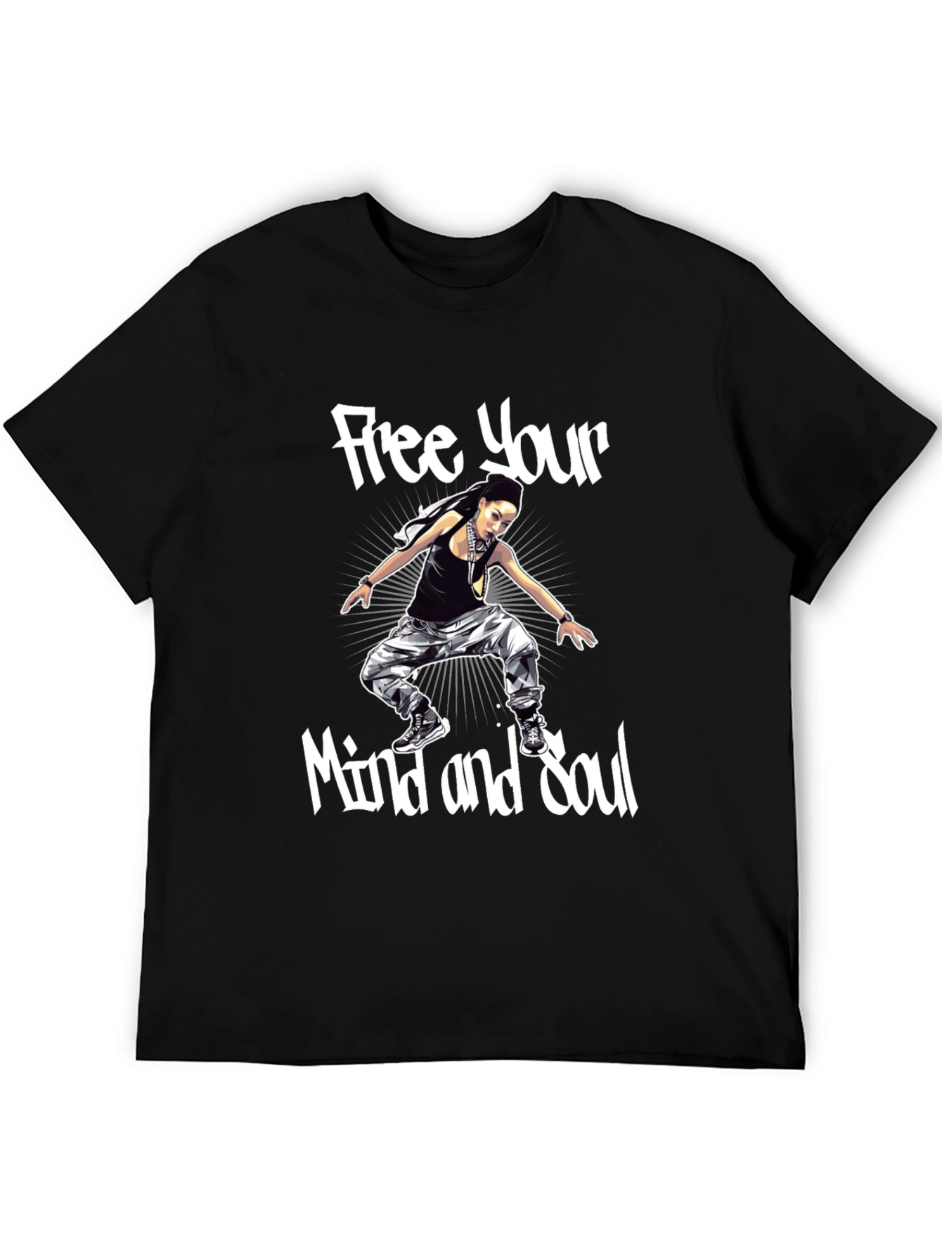 Black Free Your Mind & Soul Black Graphic Tee view 5