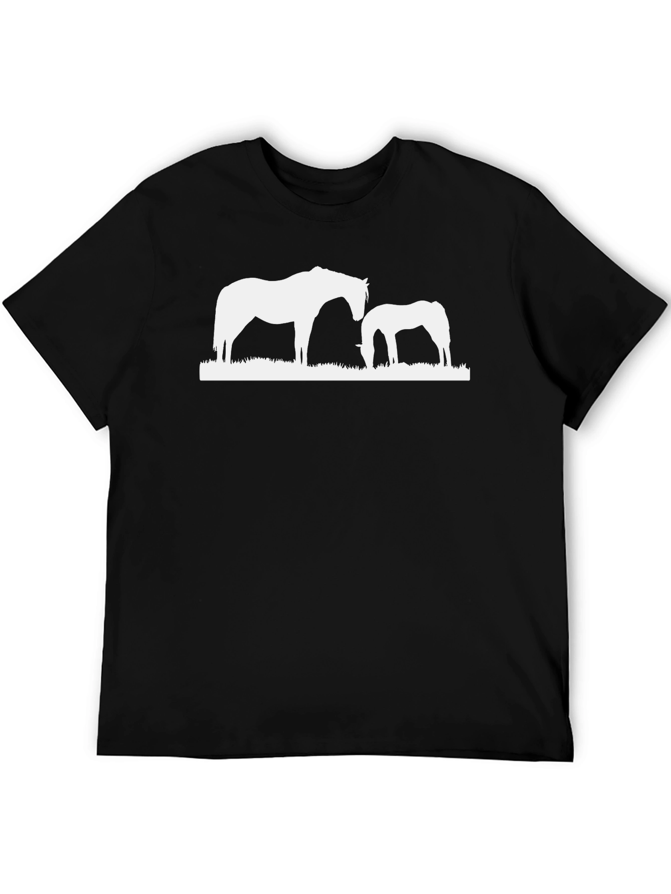 Black Horse Silhouette Graphic Tee - Casual Black T-Shirt view 5