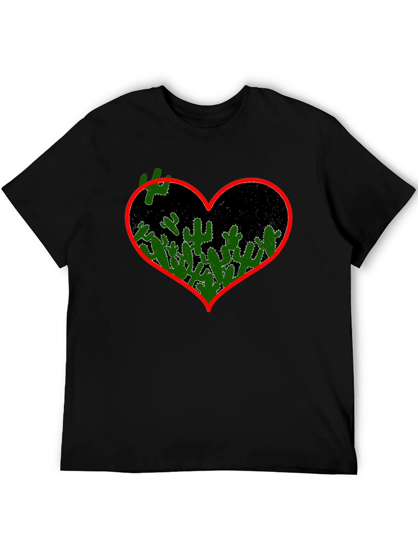 Black Cactus Heart Graphic Tee - Black view 5