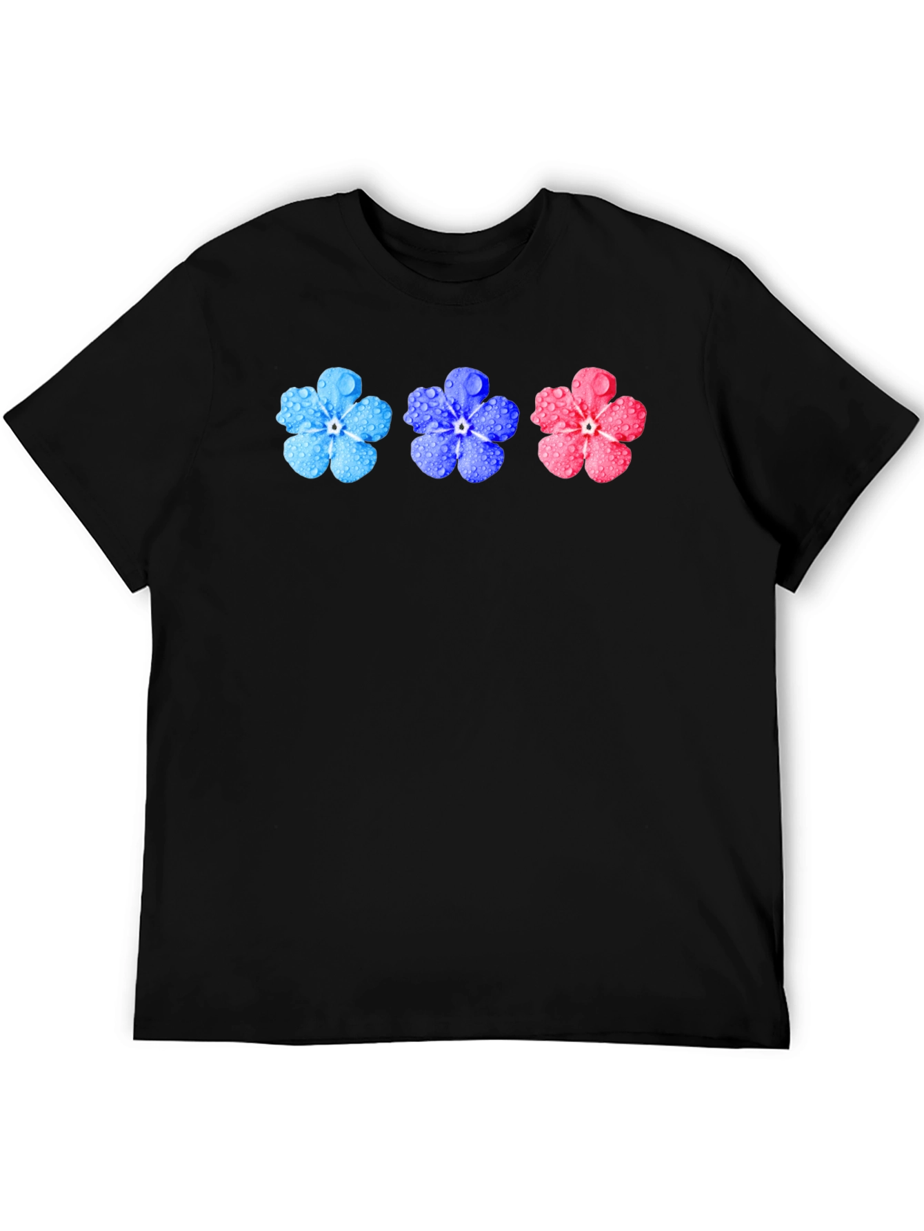 Black Floral T-Shirt - Forget-Me-Not Design view 5