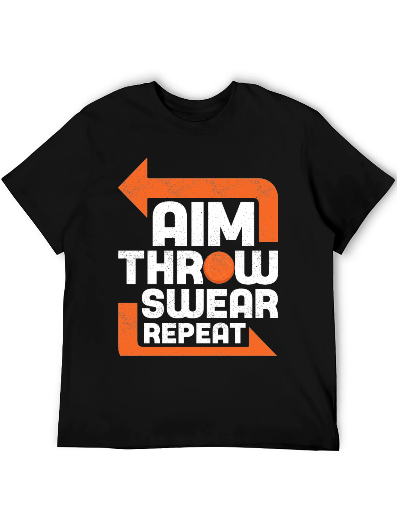 Black Aim Throw Swear Repeat Funny T-Shirt view 5