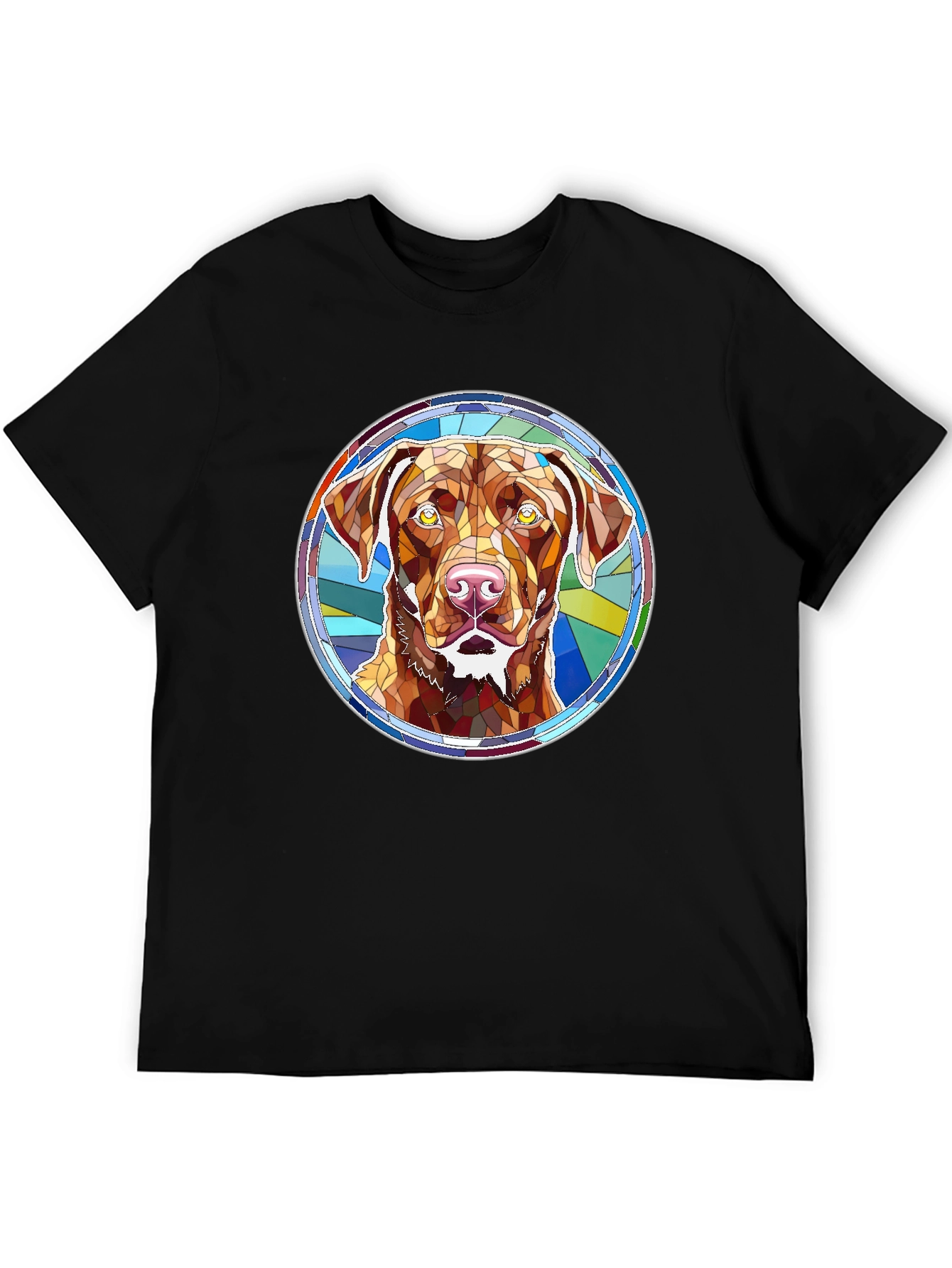 Black Dog Breed Stained Glass Style Graphic Tee view 5
