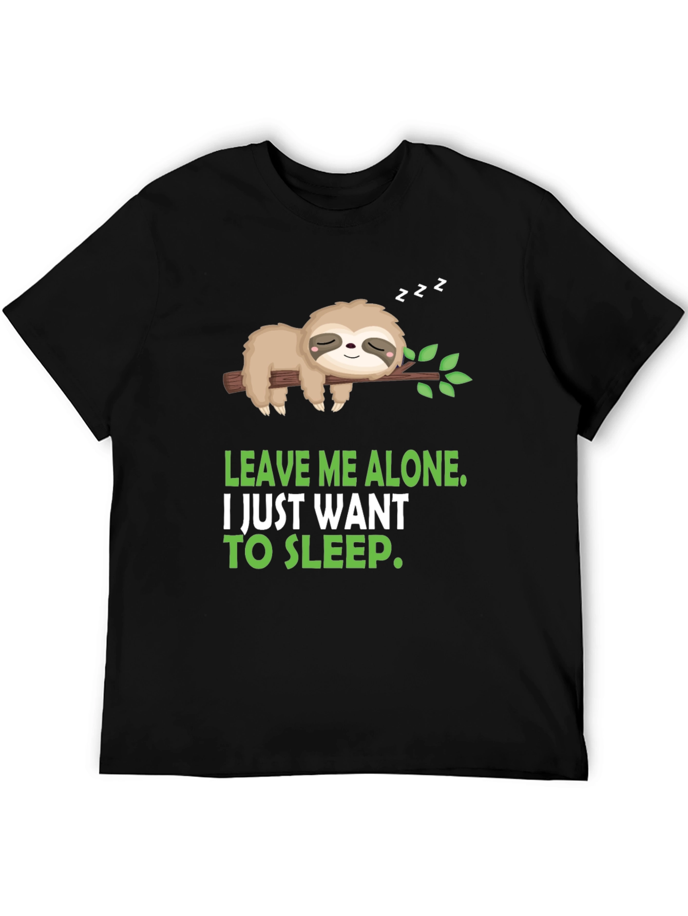 Black Funny Sloth 'Leave Me Alone' Graphic Tee view 5