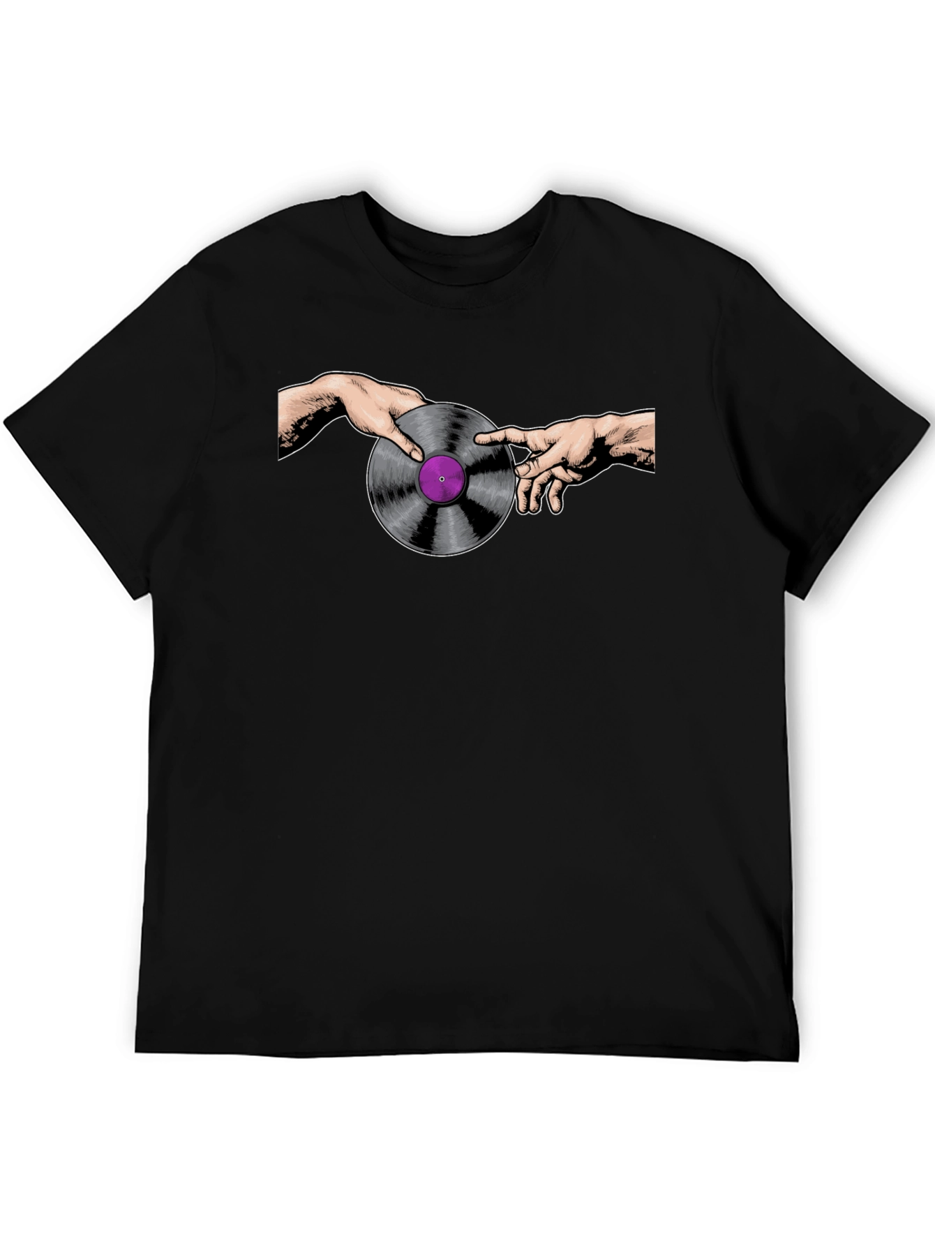 Black Creation of Vinyl Record Black T-Shirt view 5