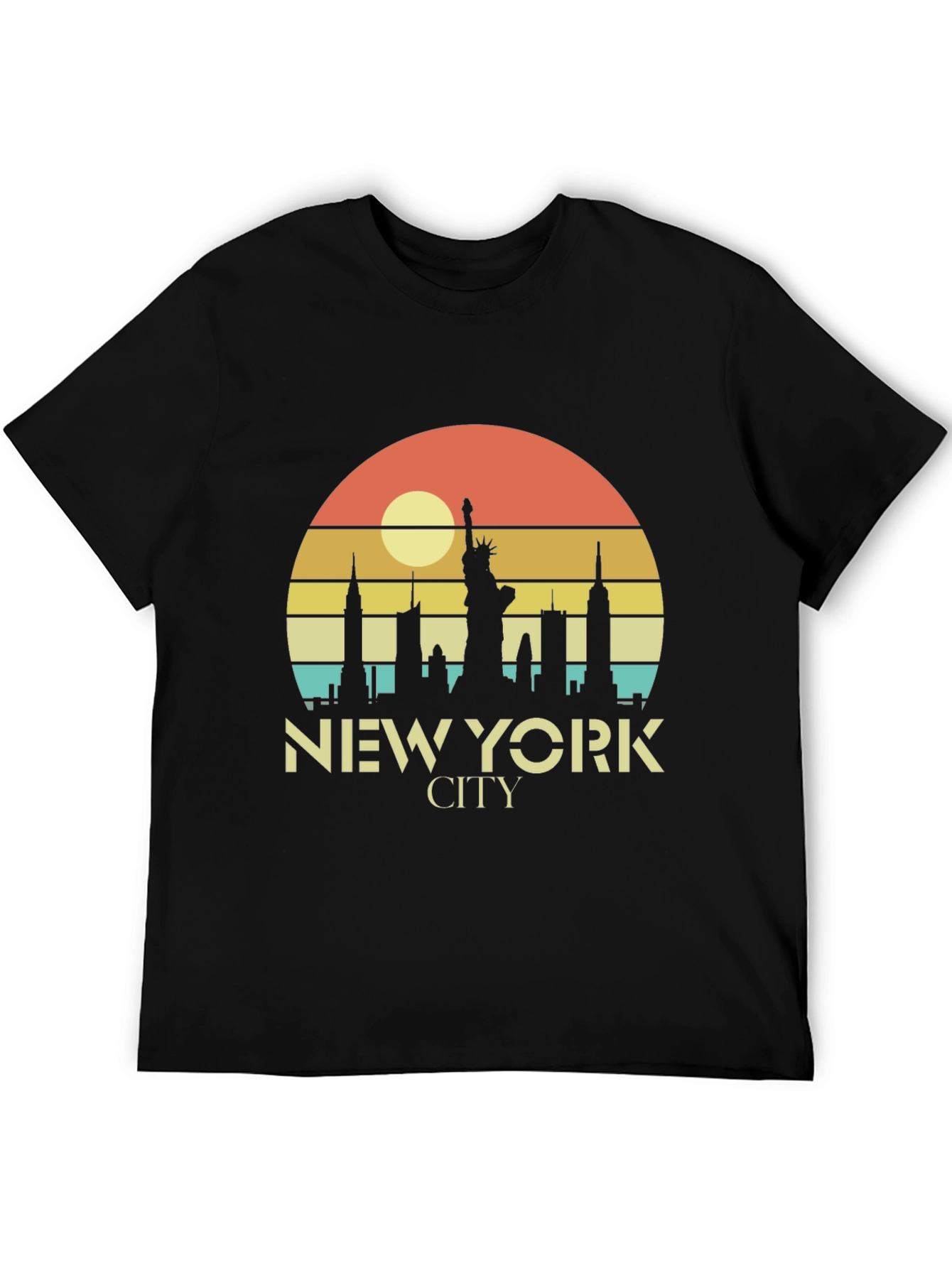Black New York City Retro Style T-Shirt view 5