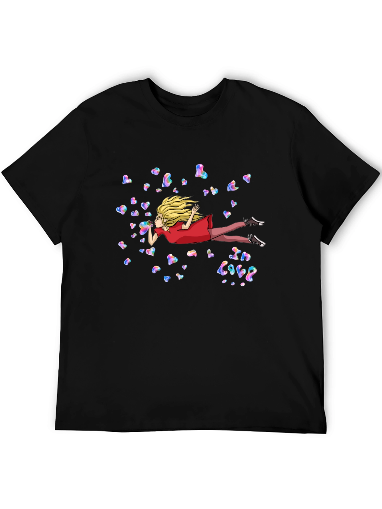 Black Whimsical 'In Love' Heart Bubble T-Shirt view 5