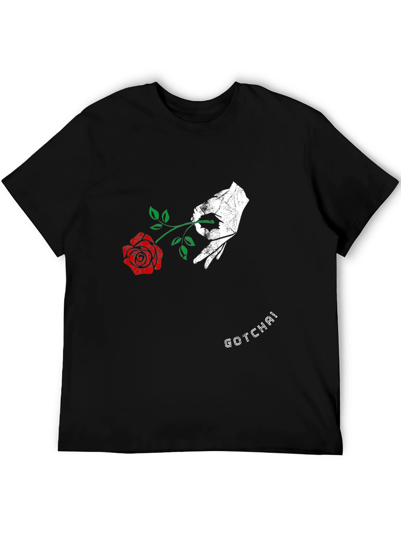 Black Gotcha Rose Graphic Tee - Men's Black Cotton T-Shirt view 5